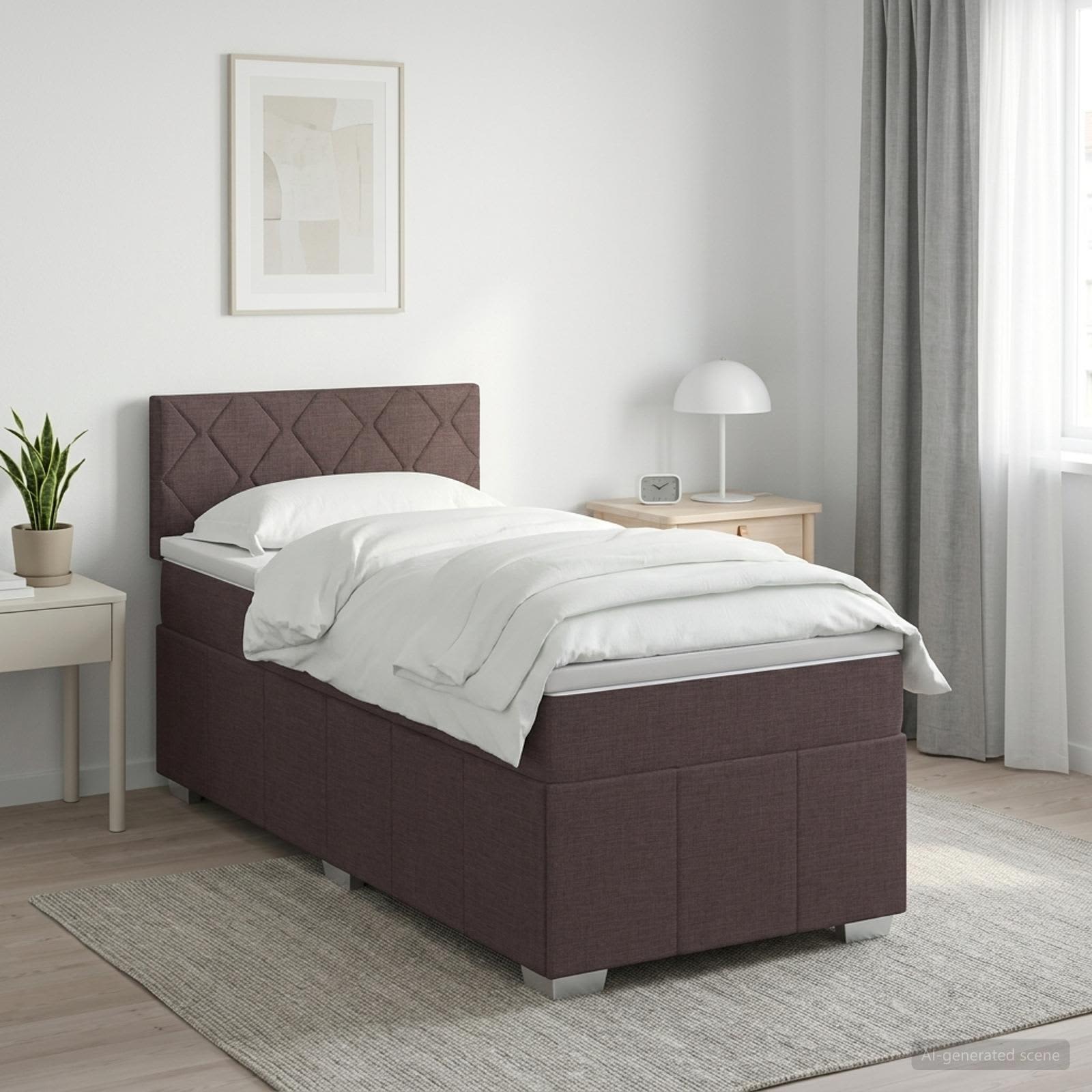 Boxspringbett mit Matratze Dunkelbraun 90 x 200 cm Stoff