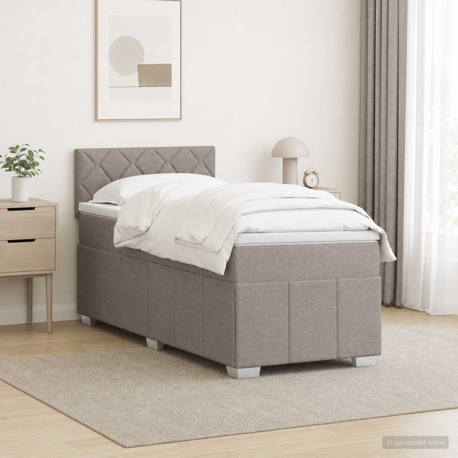 Boxspringbett mit Matratze Taupe 100 x 200 cm Stoff