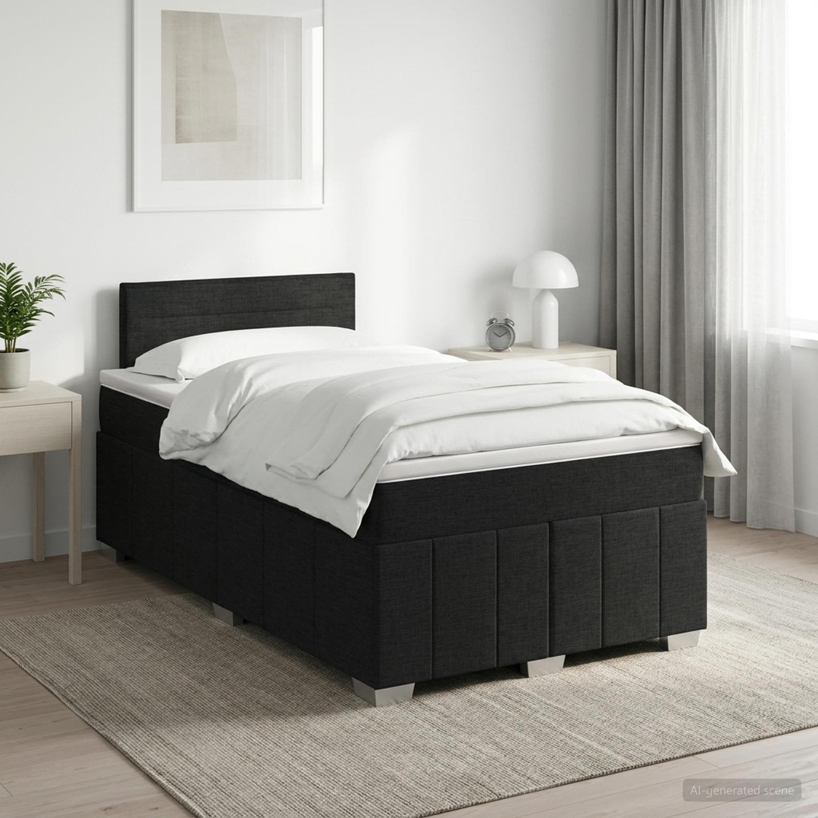 Boxspringbett mit Matratze Schwarz 120 x 200 cm Stoff