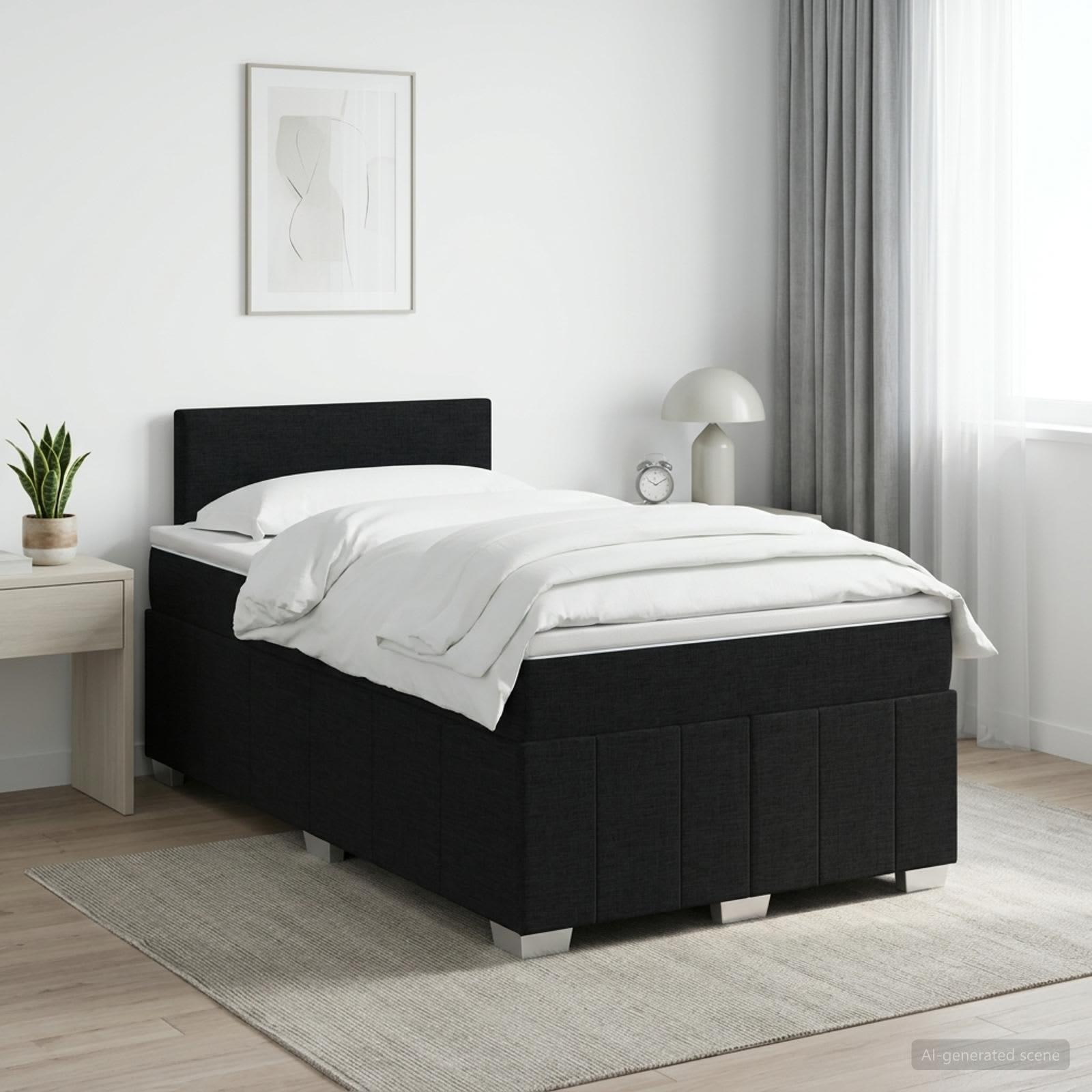 Boxspringbett mit Matratze Schwarz 120 x 190 cm Stoff