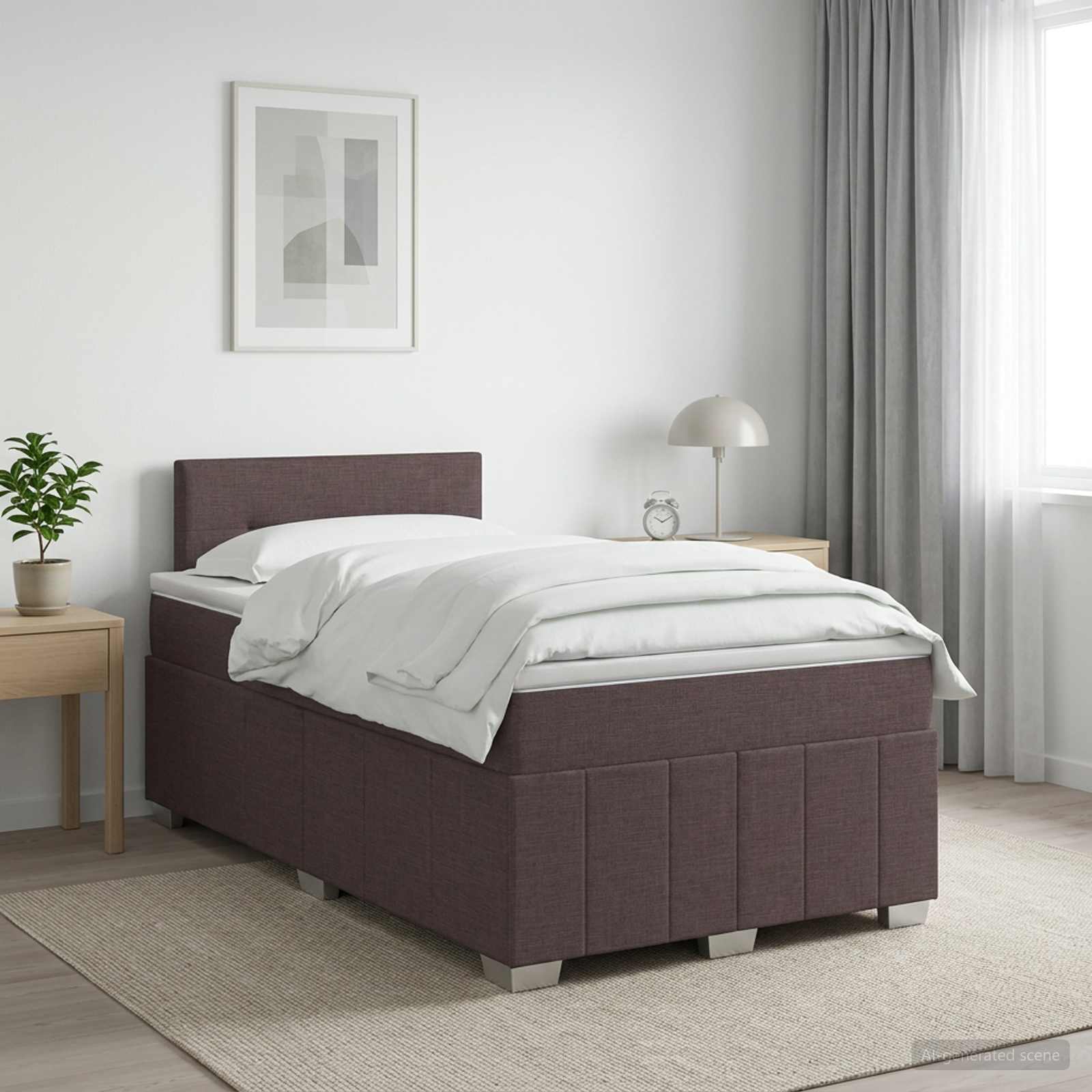 Boxspringbett mit Matratze Dunkelbraun 120 x 190 cm Stoff