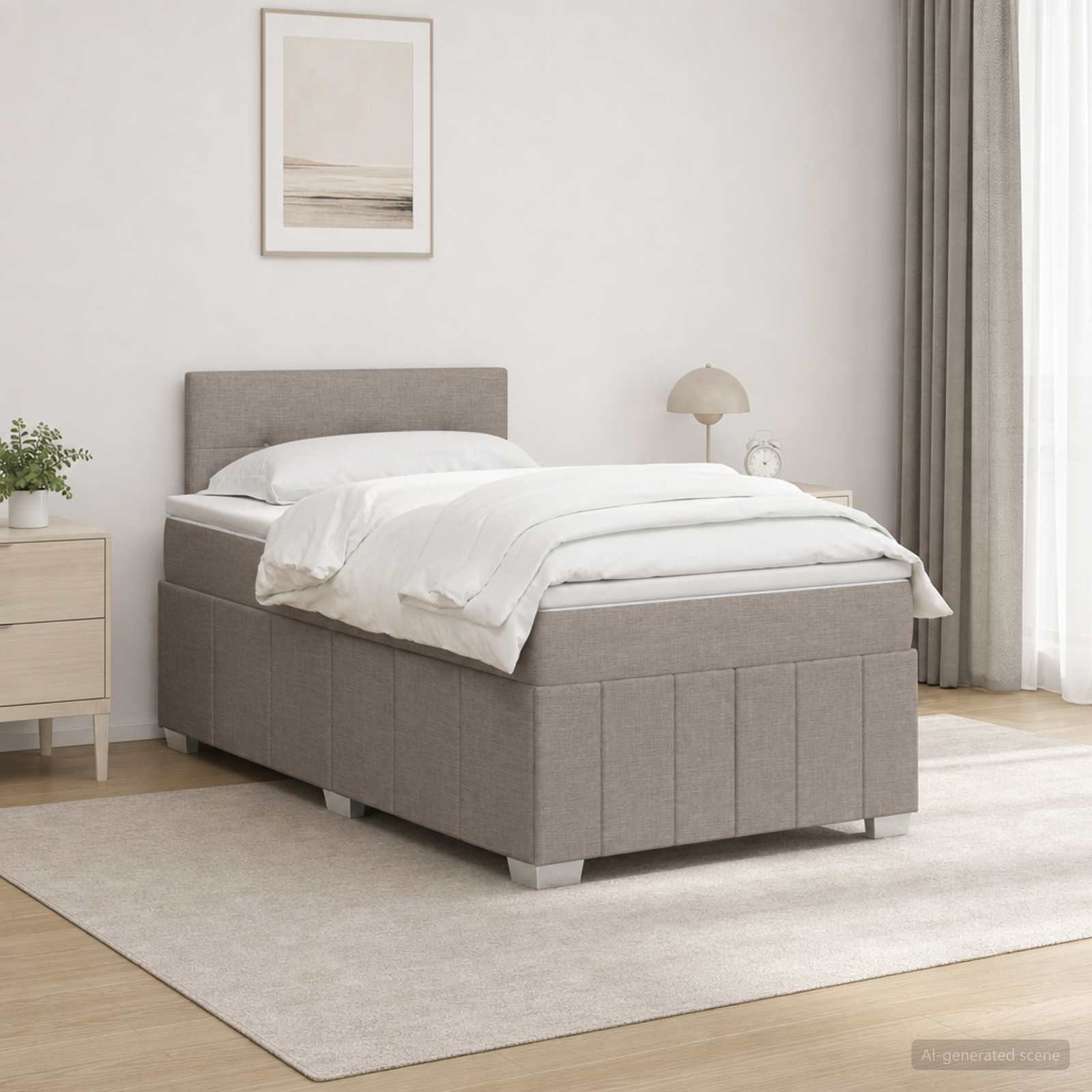 Boxspringbett mit Matratze Taupe 120 x 190 cm Stoff