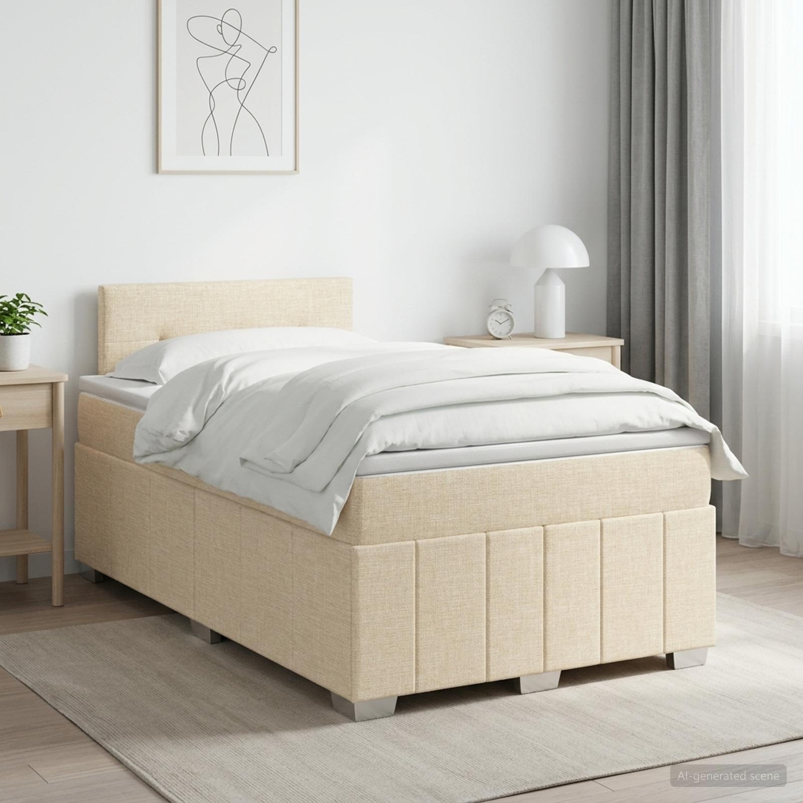 Boxspringbett mit Matratze Creme 120 x 190 cm Stoff