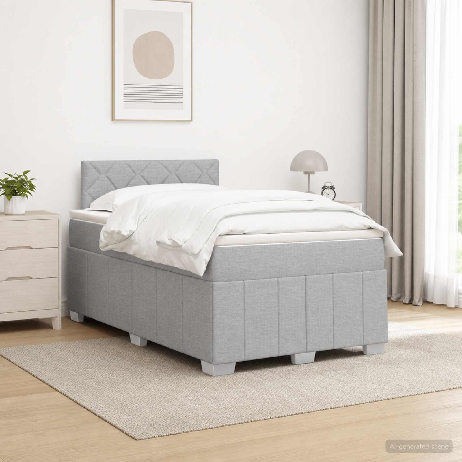 Boxspringbett mit Matratze Hellgrau 120 x 190 cm Stoff