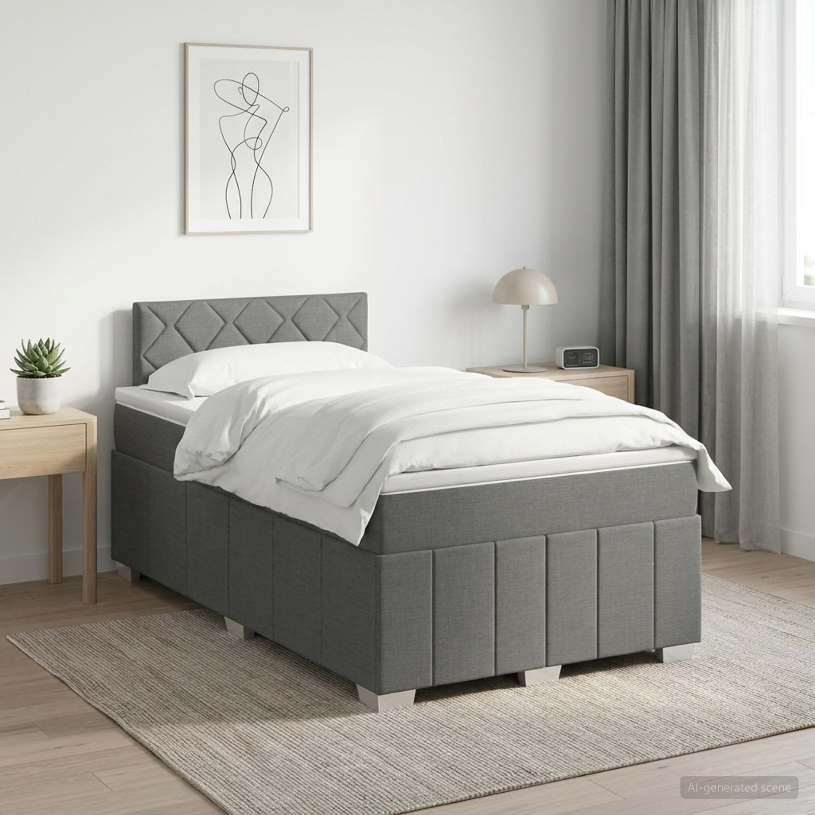 Boxspringbett mit Matratze Dunkelgrau 120 x 200 cm Stoff