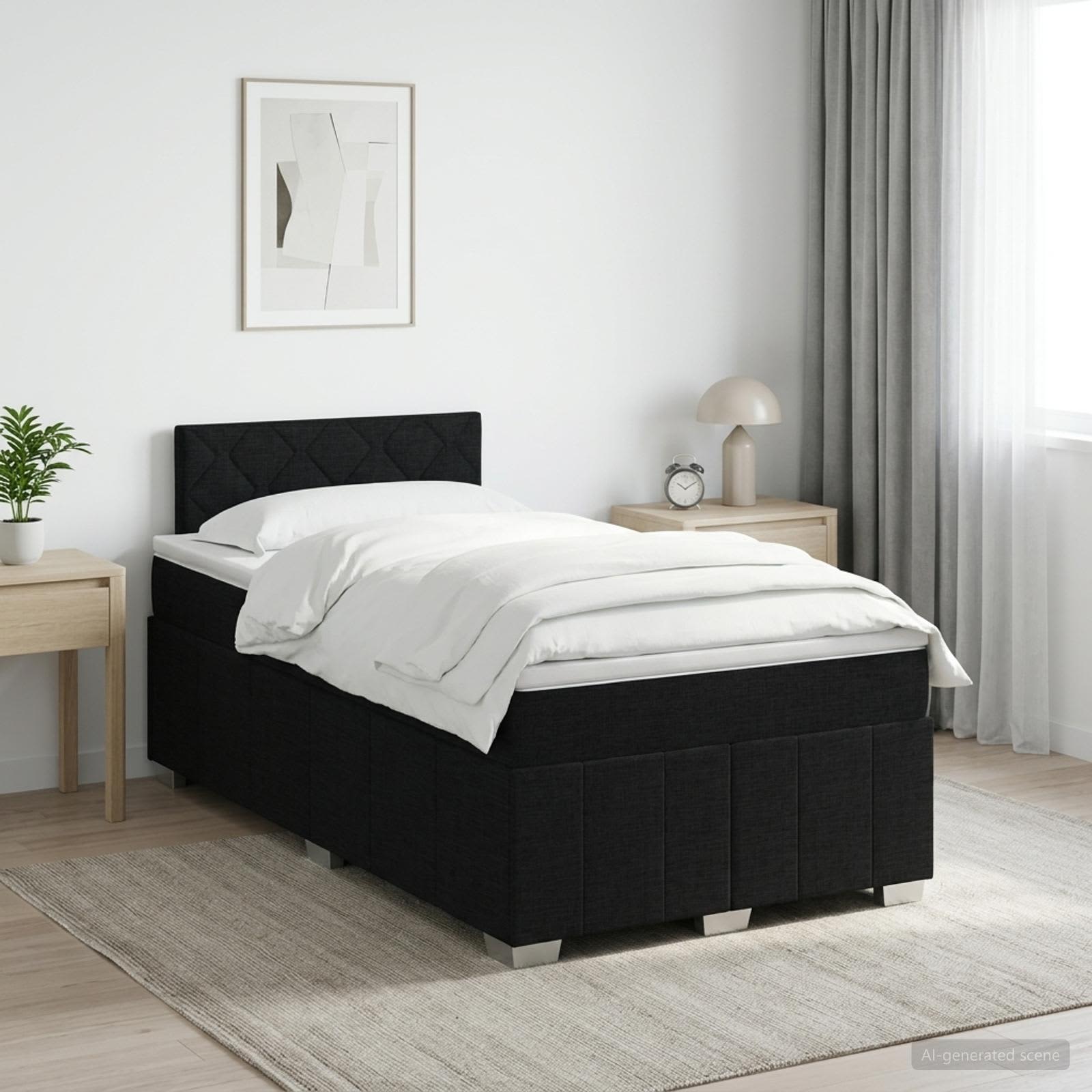 Boxspringbett mit Matratze Schwarz 120 x 190 cm Stoff