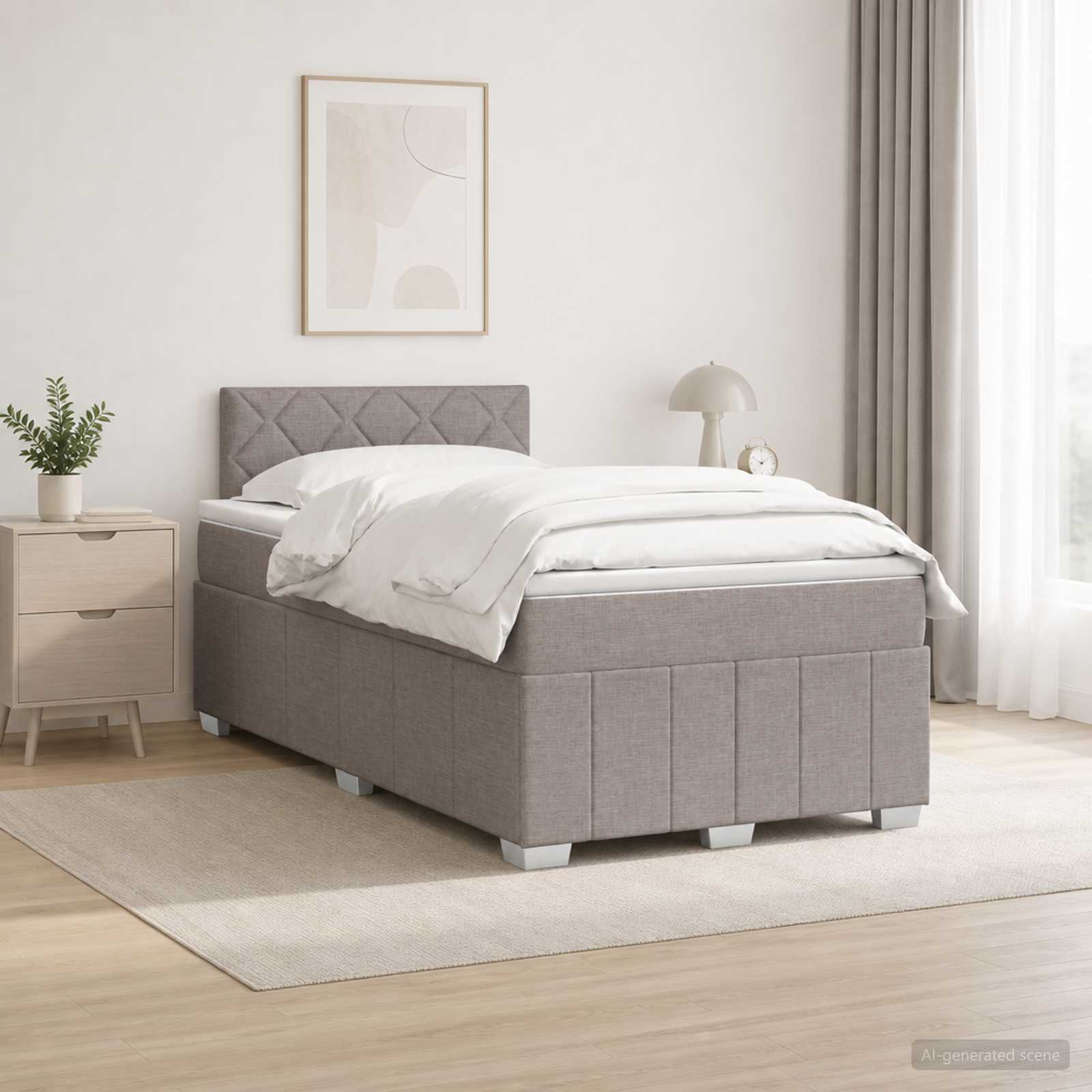 Boxspringbett mit Matratze Taupe 120 x 200 cm Stoff