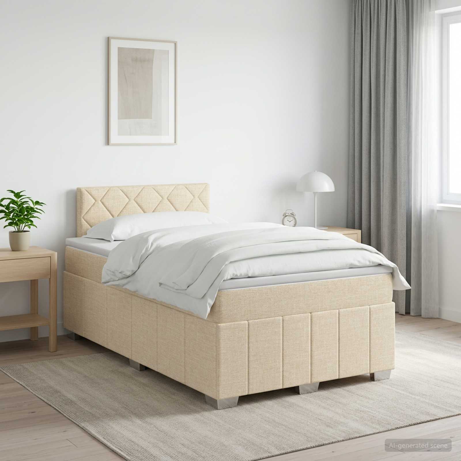 Boxspringbett mit Matratze Creme 120 x 190 cm Stoff