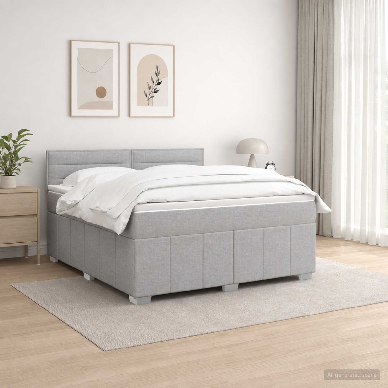 Boxspringbett mit Matratze Hellgrau 160 x 200 cm Stoff