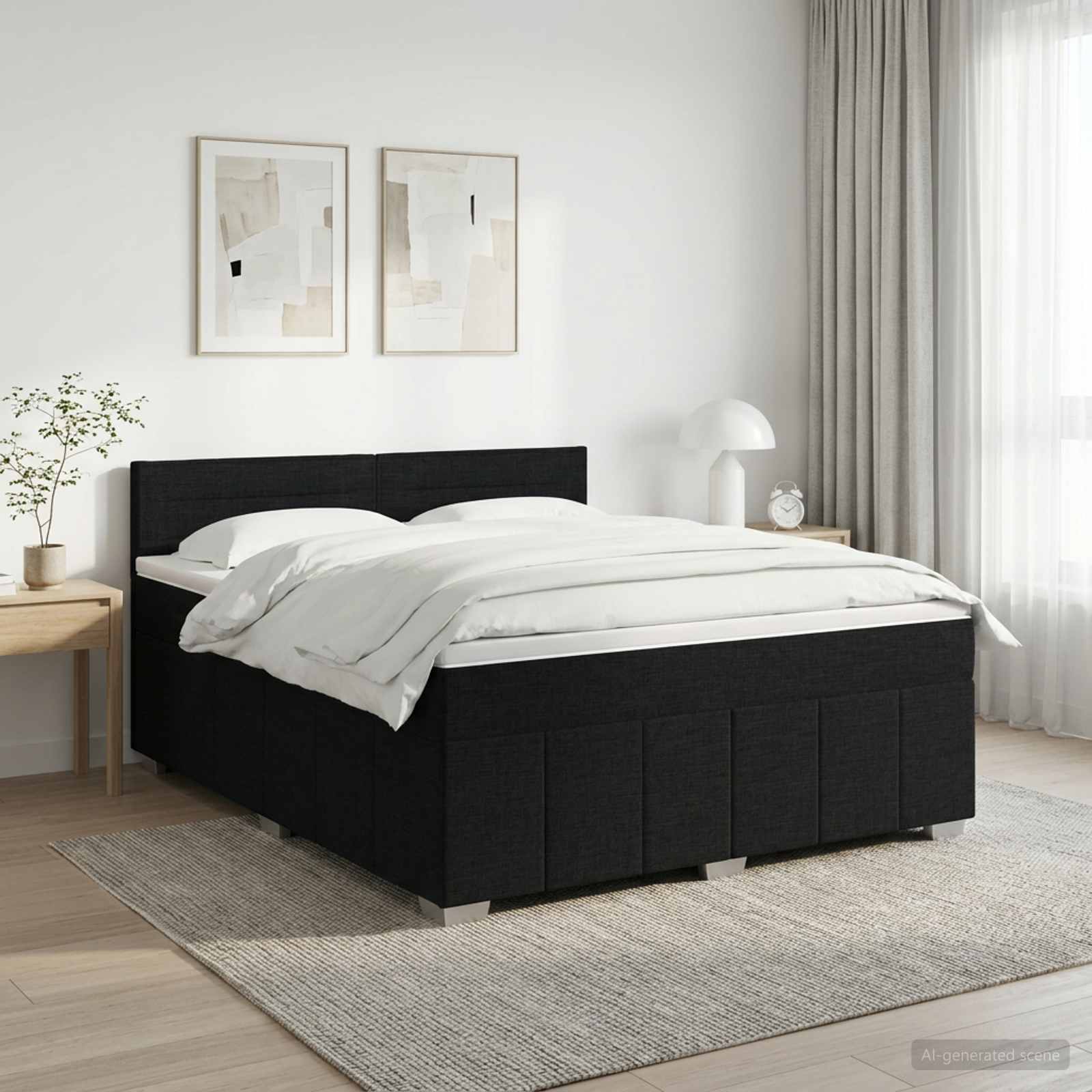 Boxspringbett mit Matratze Schwarz 140 x 200 cm Stoff