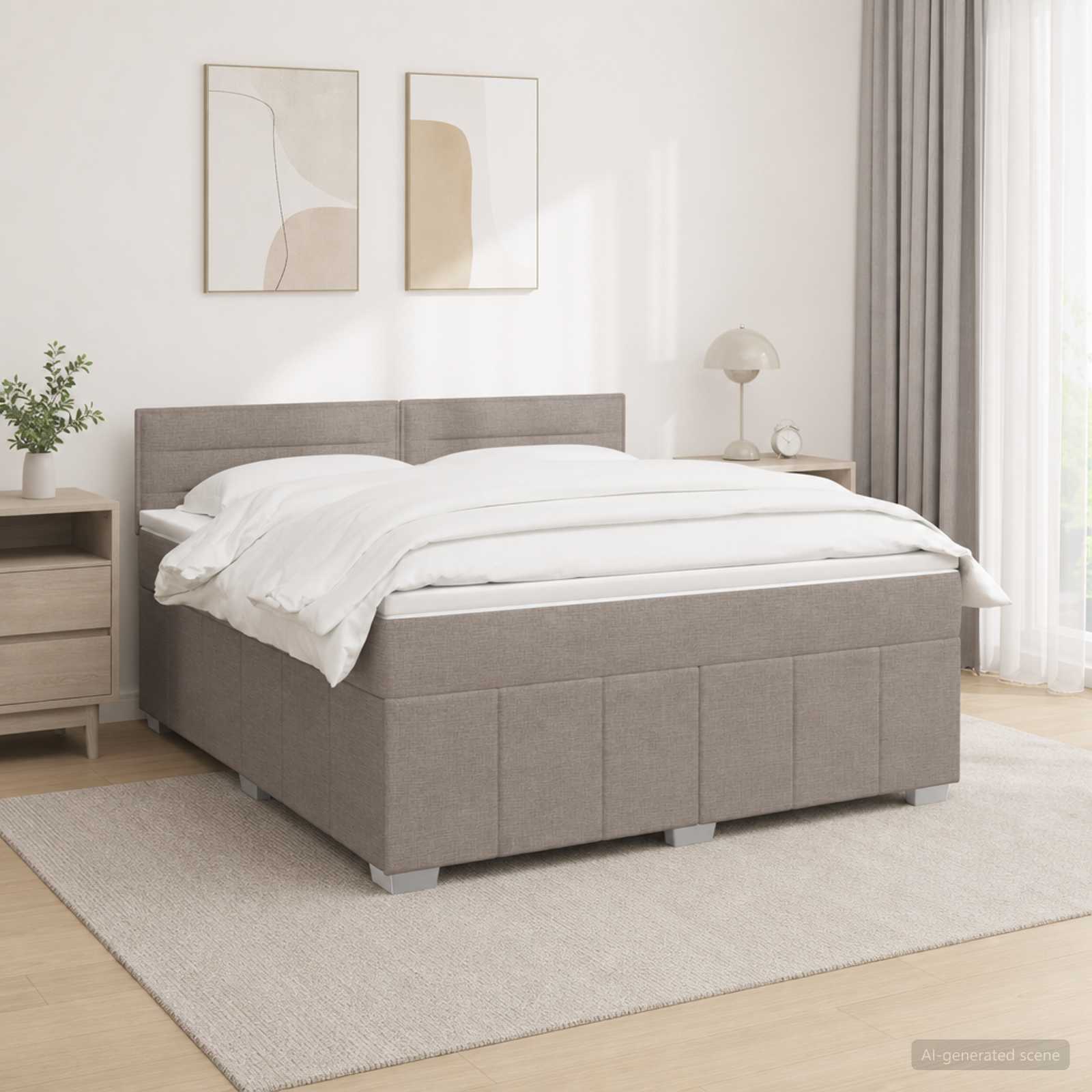 Boxspringbett mit Matratze Taupe 140 x 190 cm Stoff