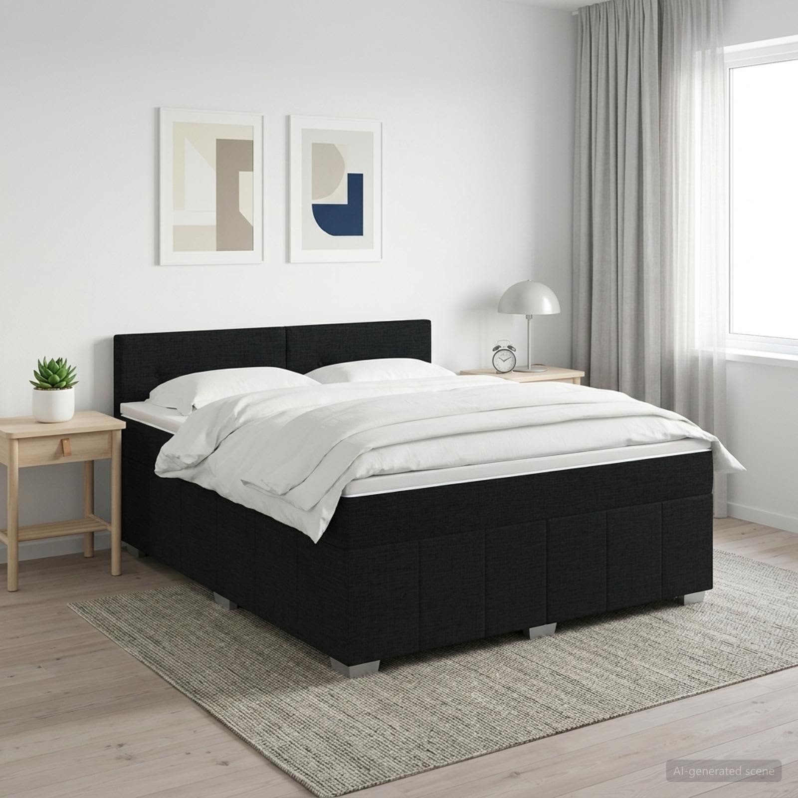 Boxspringbett mit Matratze Schwarz 160 x 200 cm Stoff