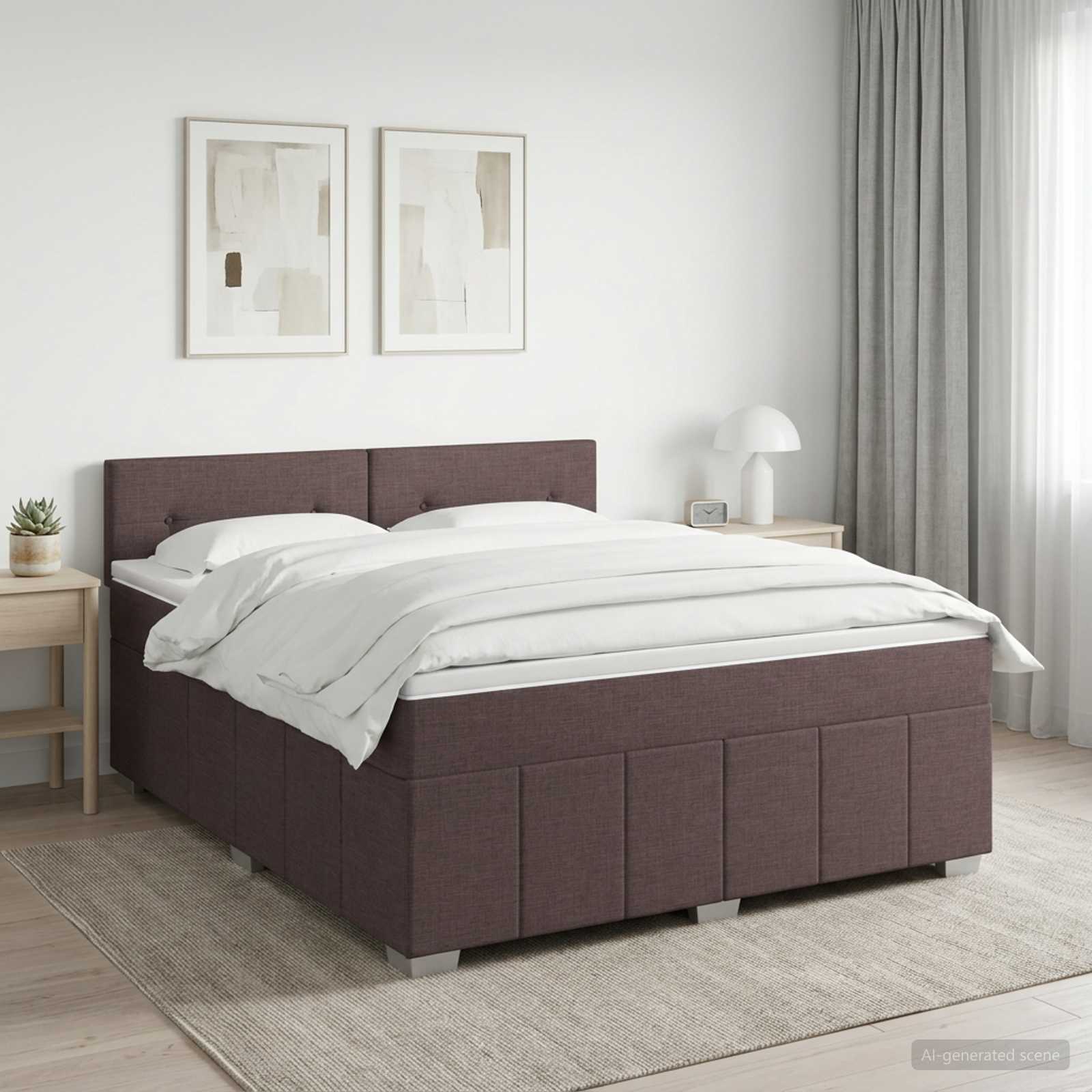 Boxspringbett mit Matratze Dunkelbraun 140 x 200 cm Stoff