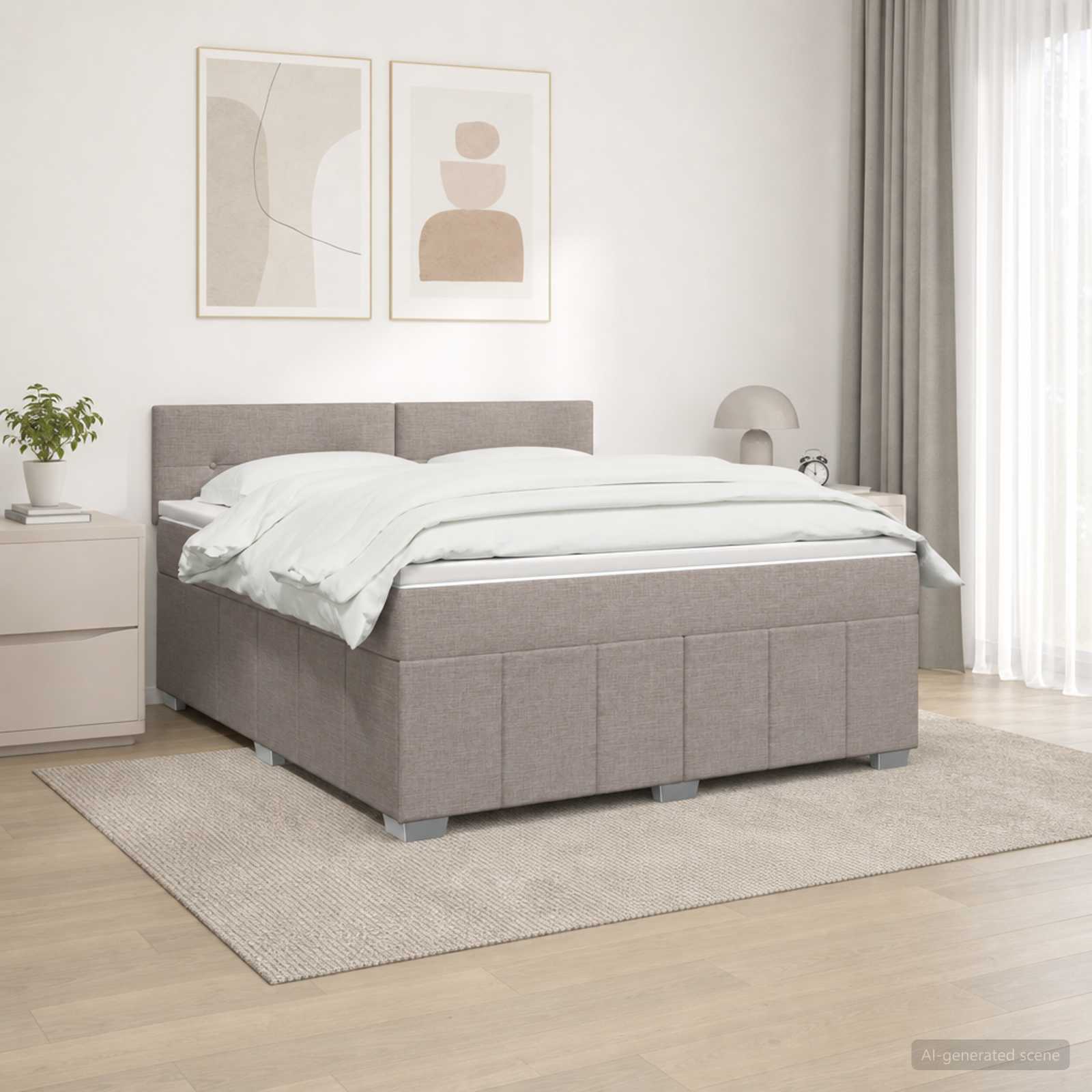 Boxspringbett mit Matratze Taupe 140 x 200 cm Stoff