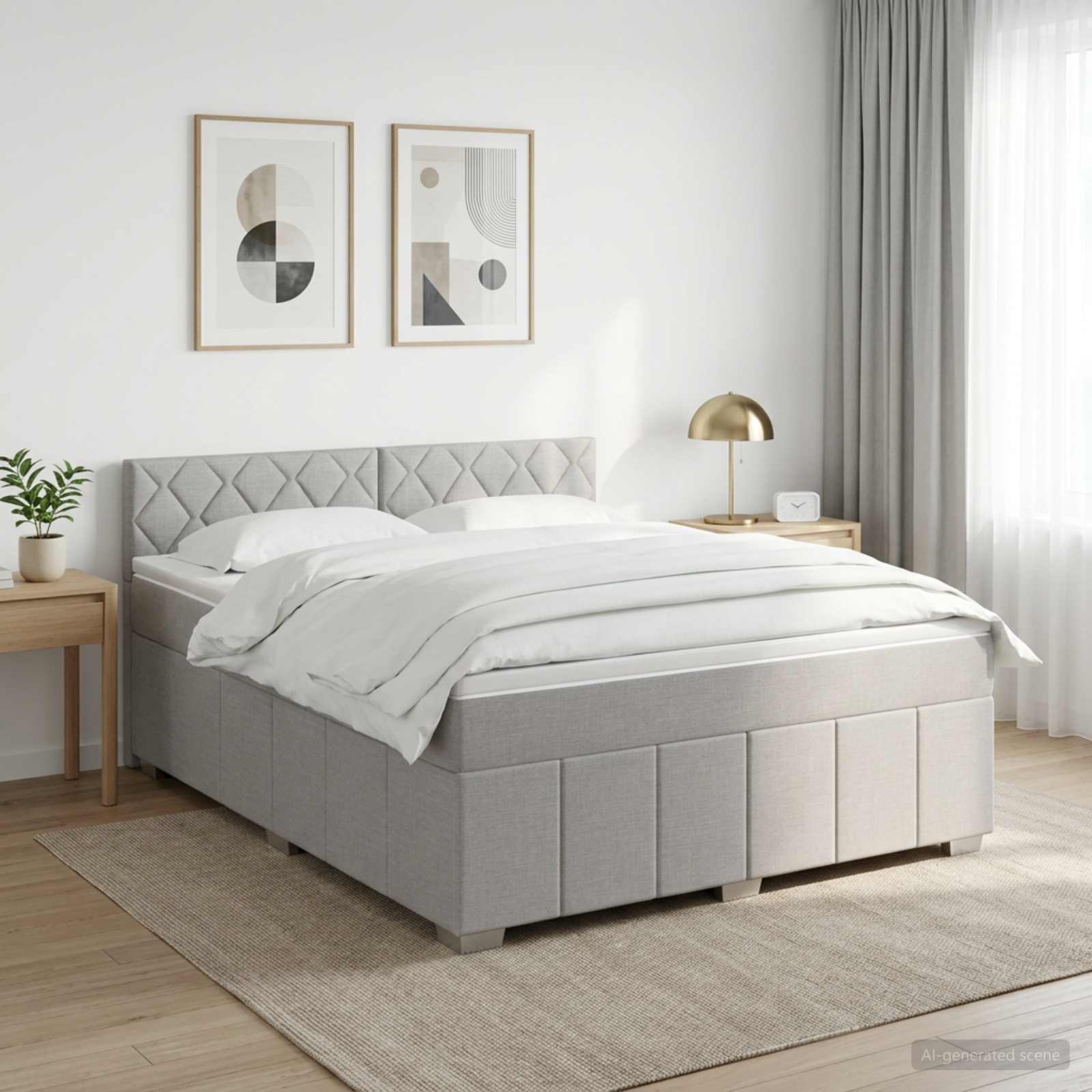Boxspringbett mit Matratze Hellgrau 140 x 200 cm Stoff