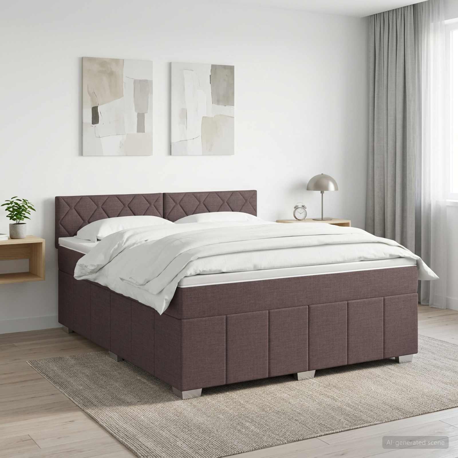 Boxspringbett mit Matratze Dunkelbraun 160 x 200 cm Stoff