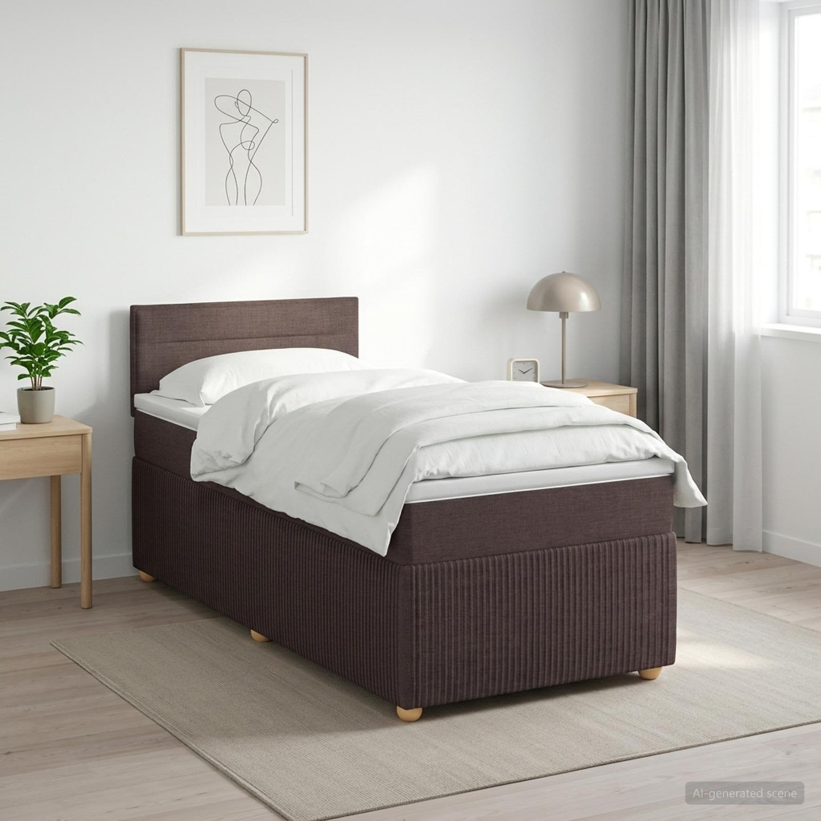 Boxspringbett mit Matratze Dunkelbraun 90 x 190 cm Stoff