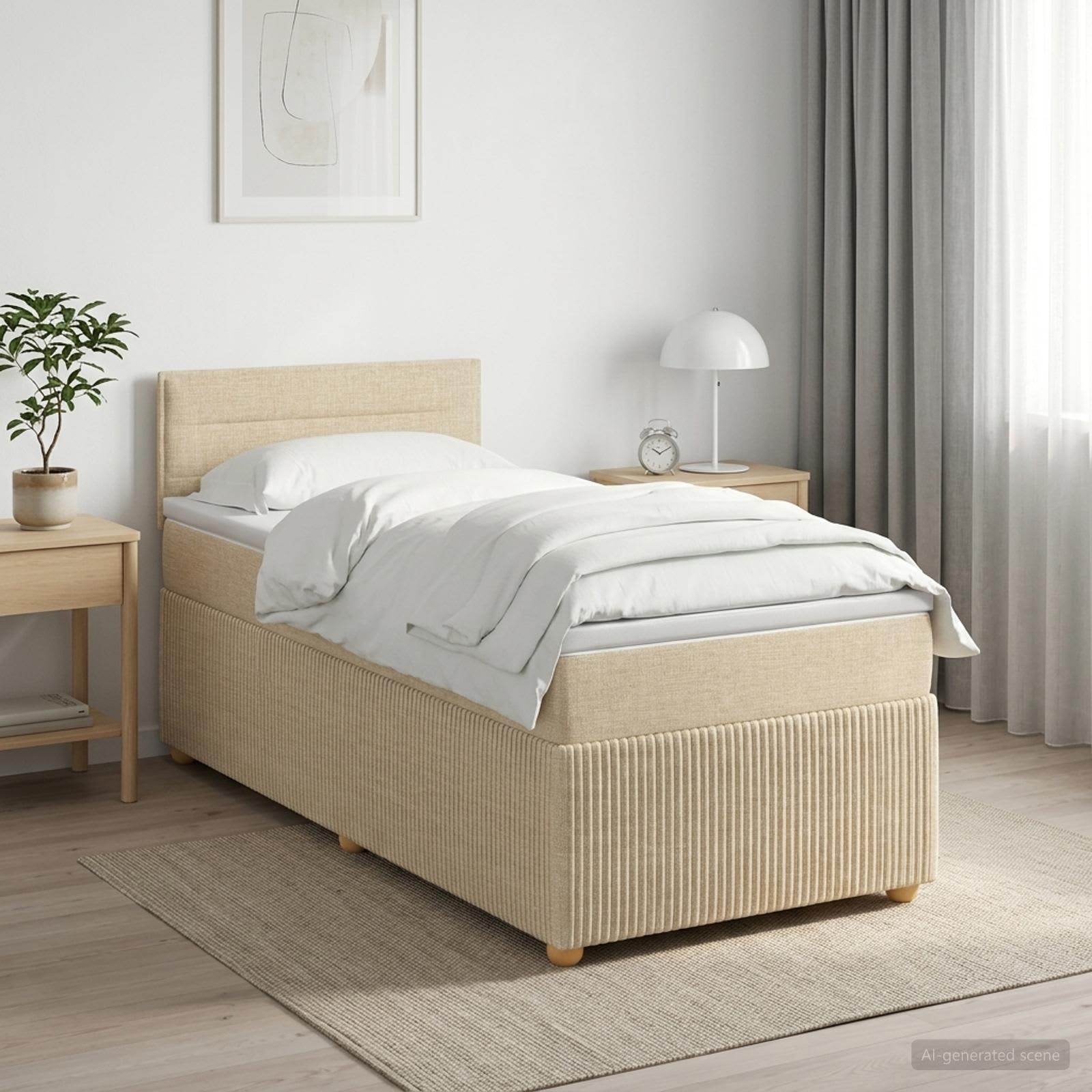 Boxspringbett mit Matratze Creme 100 x 200 cm Stoff