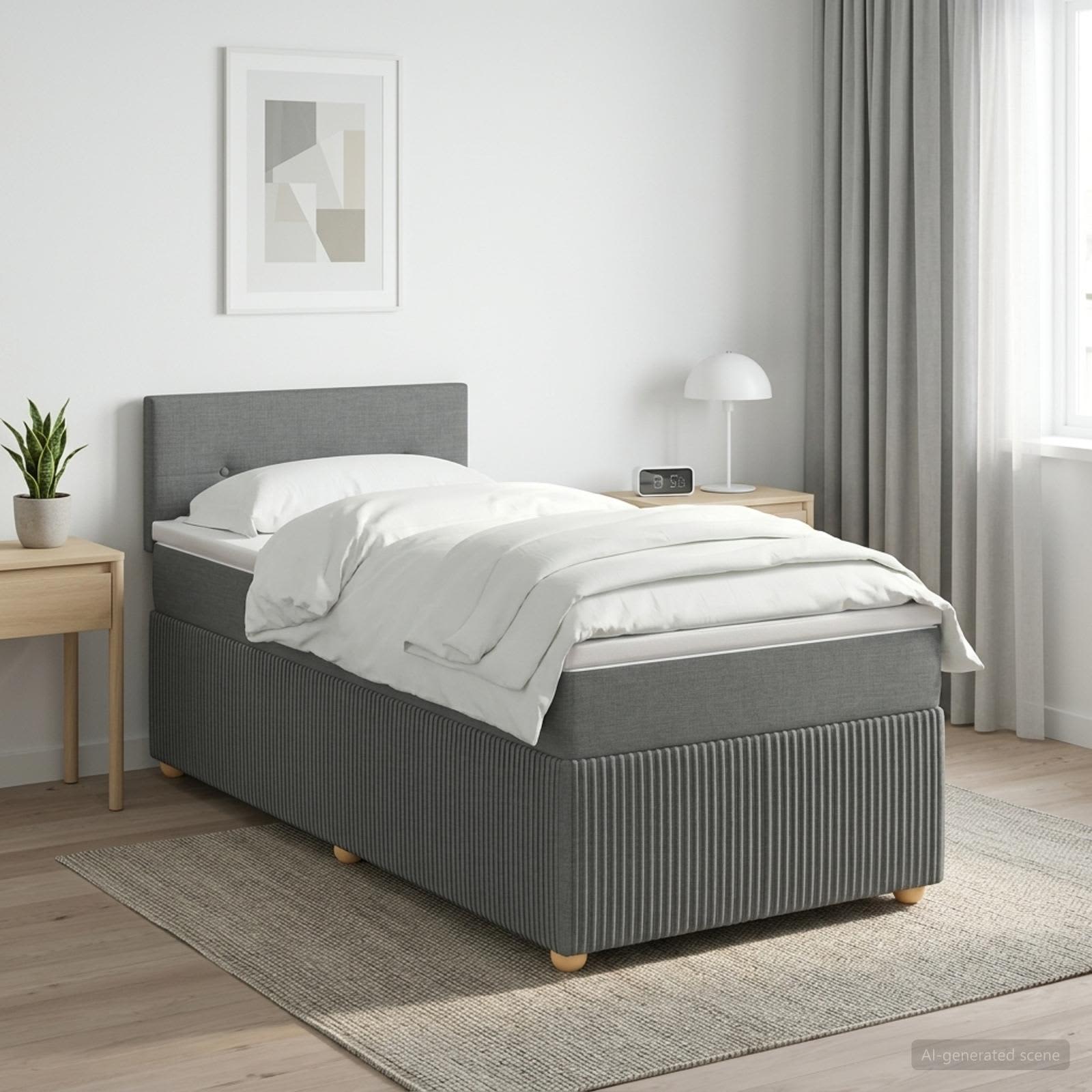 Boxspringbett mit Matratze Dunkelgrau 80 x 200 cm Stoff