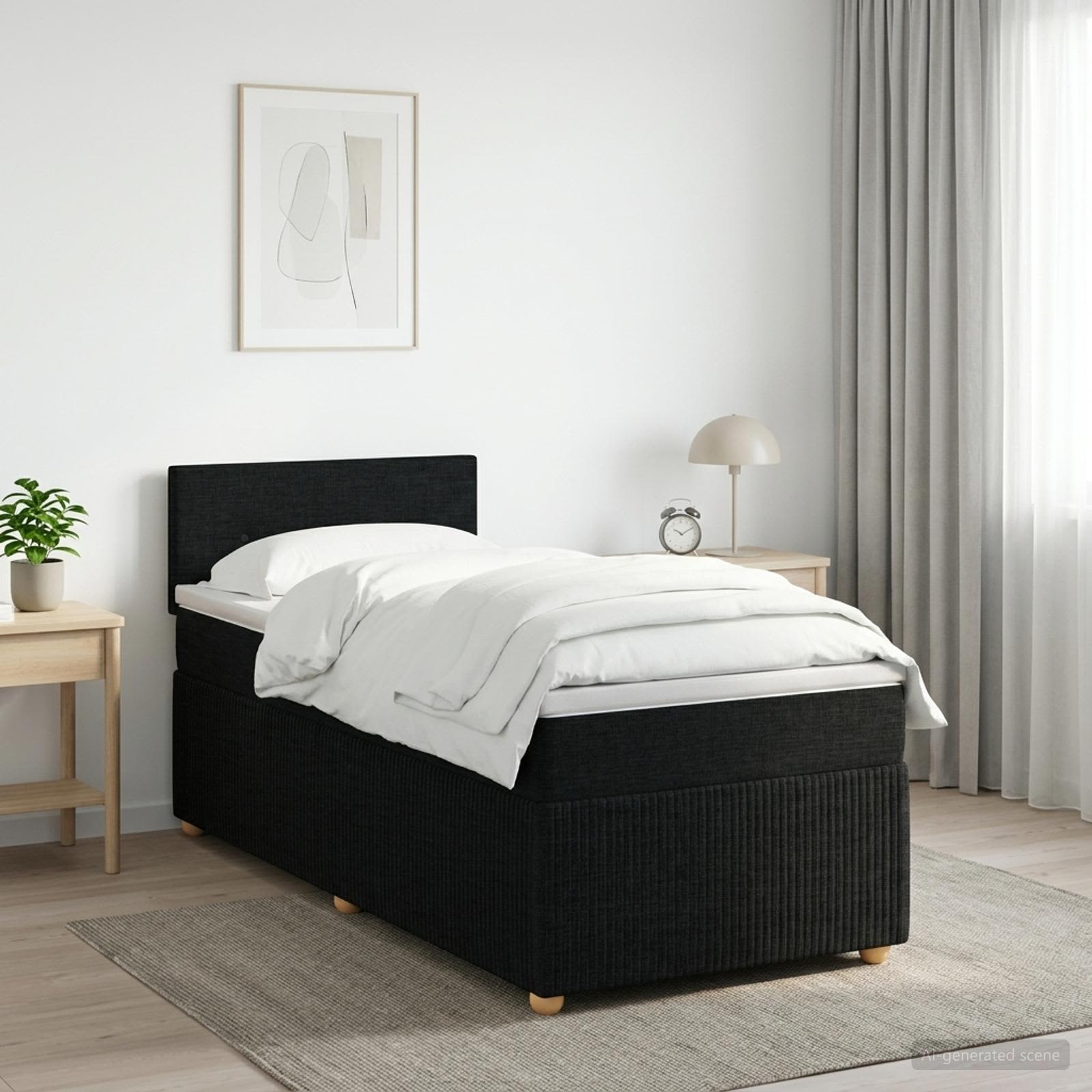 Boxspringbett mit Matratze Schwarz 80 x 200 cm Stoff