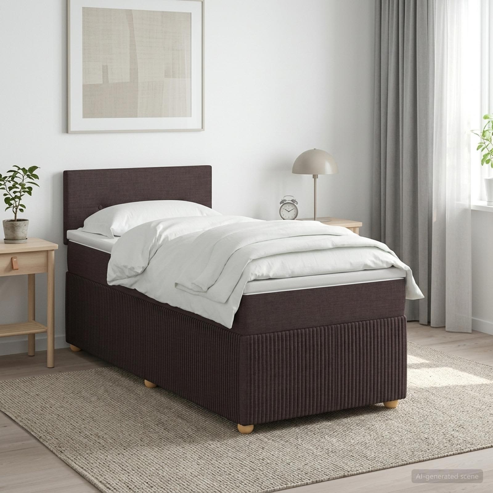 Boxspringbett mit Matratze Dunkelbraun 100 x 200 cm Stoff