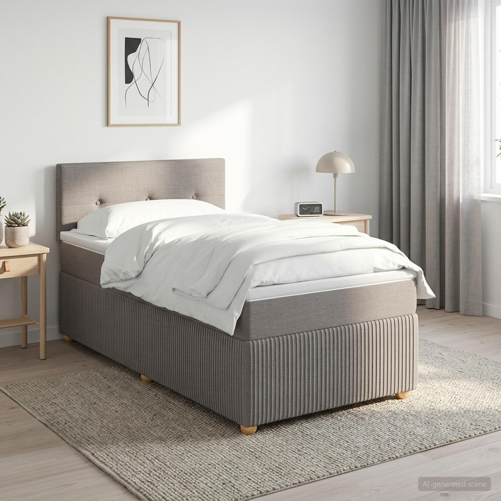 Boxspringbett mit Matratze Taupe 100 x 200 cm Stoff