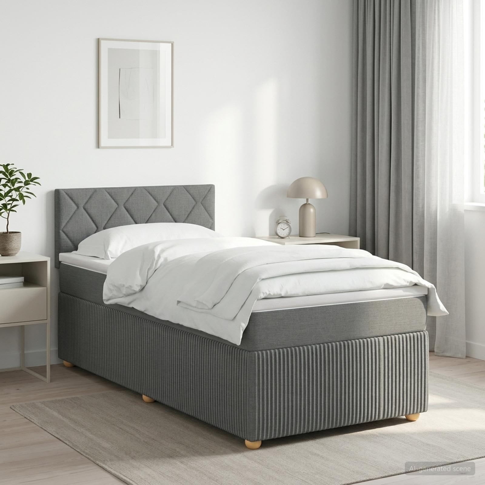 Boxspringbett mit Matratze Dunkelgrau 90 x 200 cm Stoff