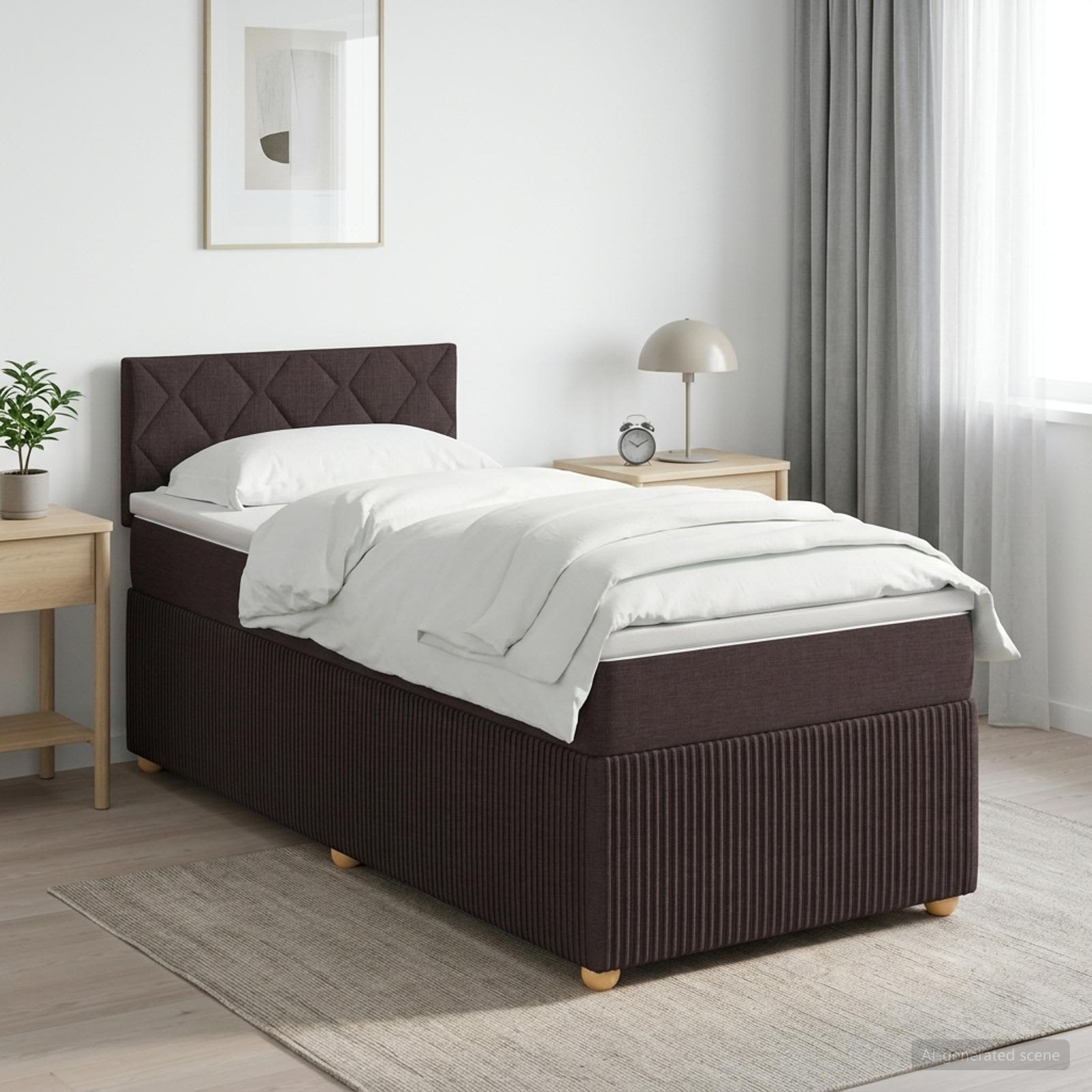 Boxspringbett mit Matratze Dunkelbraun 80 x 200 cm Stoff