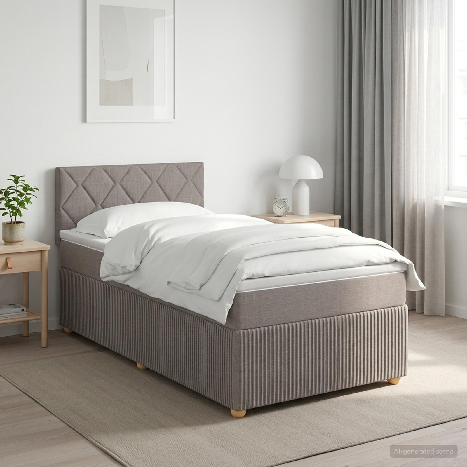 Boxspringbett mit Matratze mit Kopfteil Taupe 90 x 190 cm Stoff