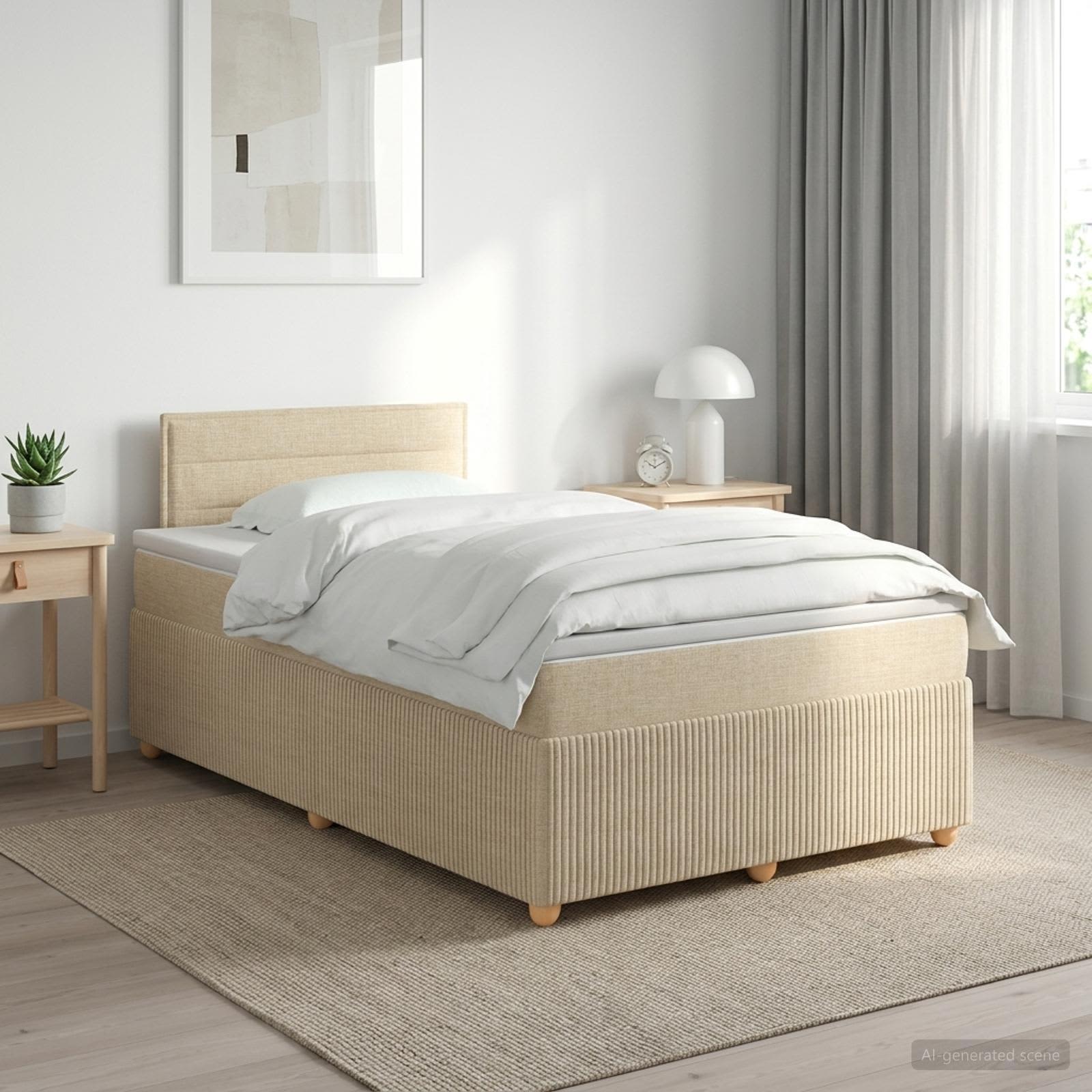 Boxspringbett mit Matratze Creme 120 x 190 cm Stoff