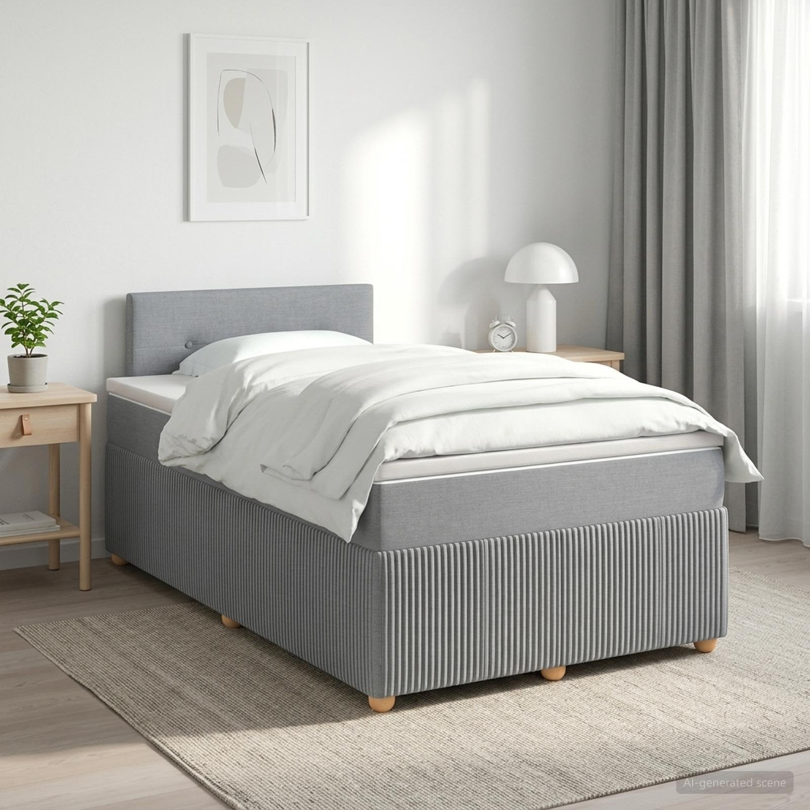 Boxspringbett mit Matratze Hellgrau 120 x 200 cm Stoff