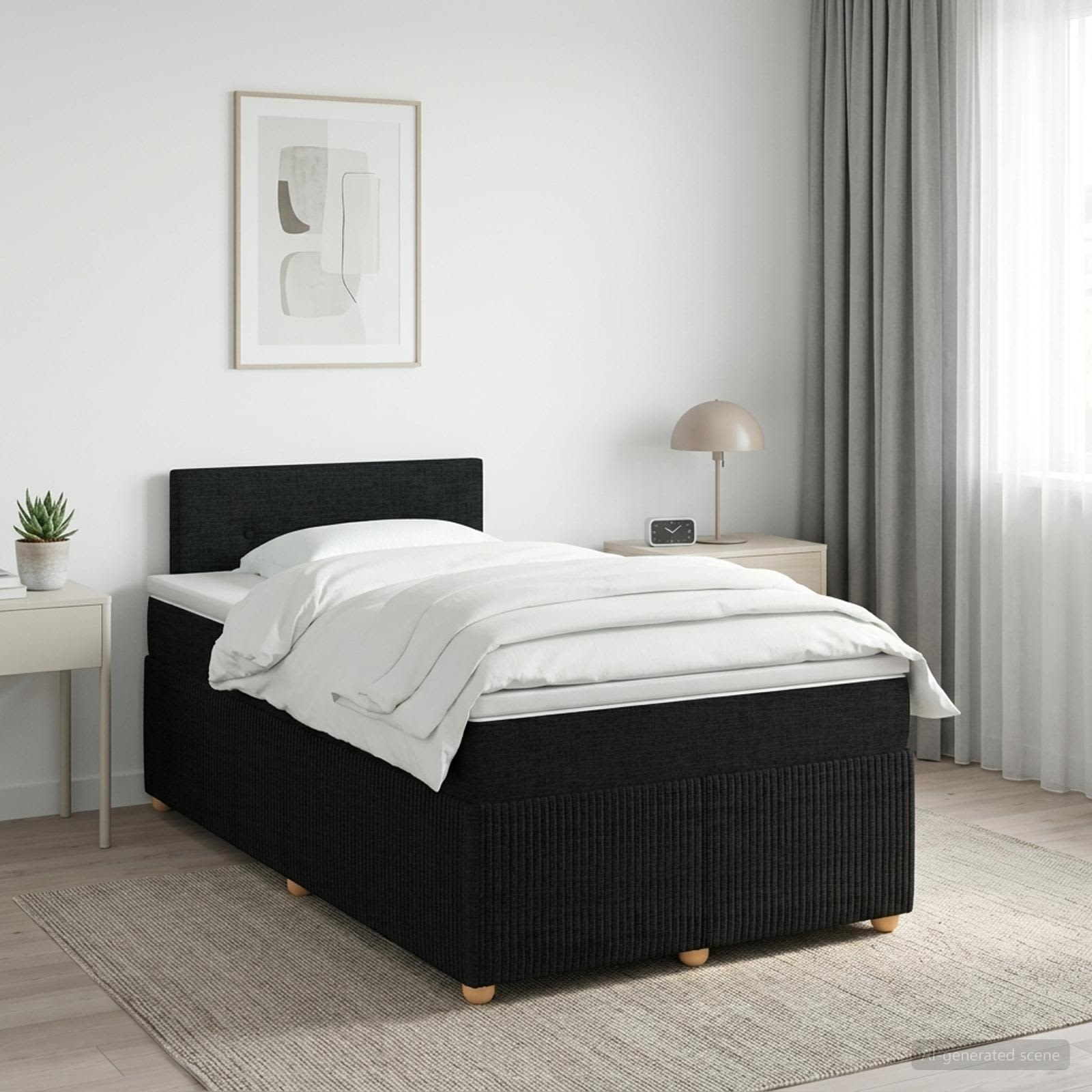 Boxspringbett mit Matratze Schwarz 120 x 200 cm Stoff