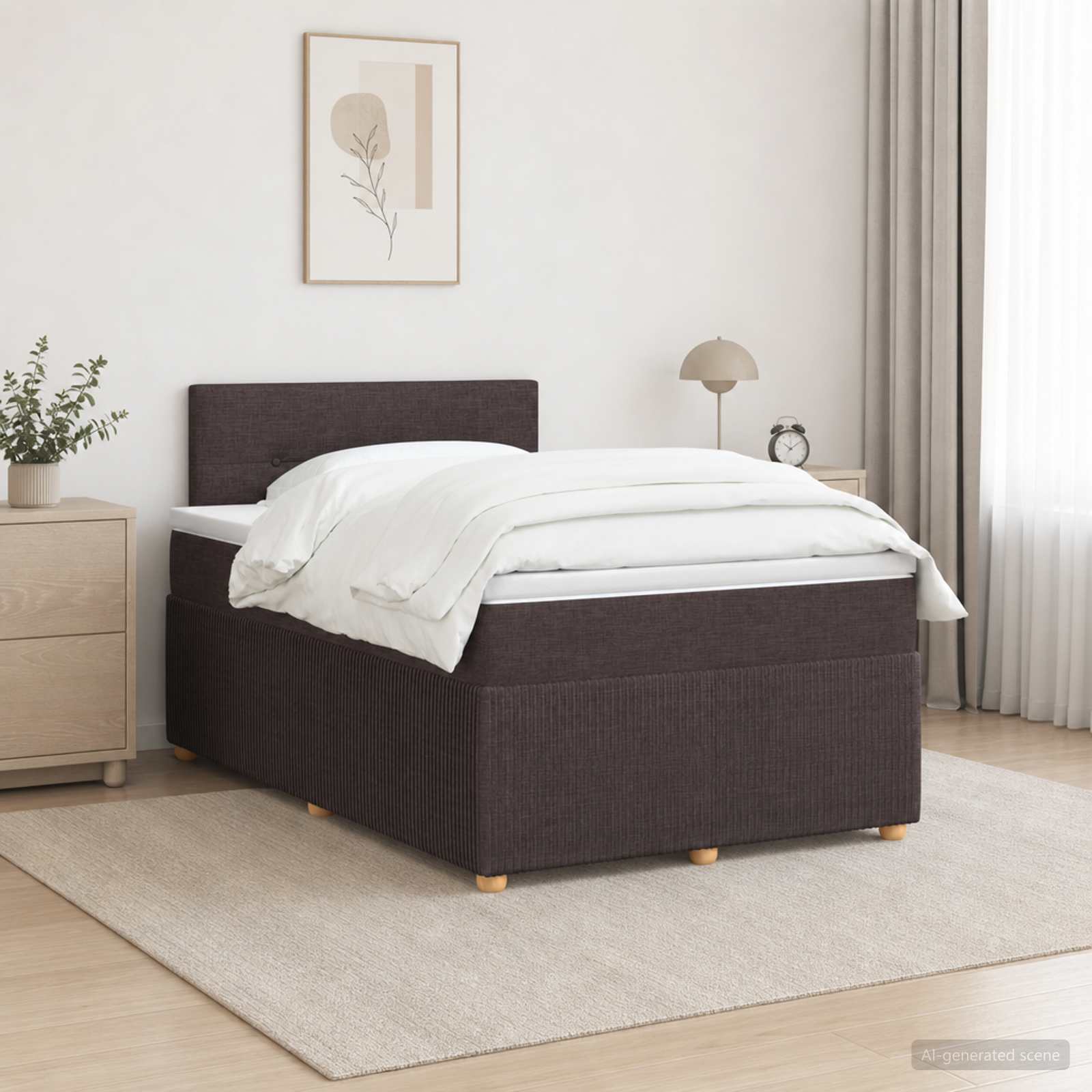 Boxspringbett mit Matratze Dunkelbraun 120 x 200 cm Stoff