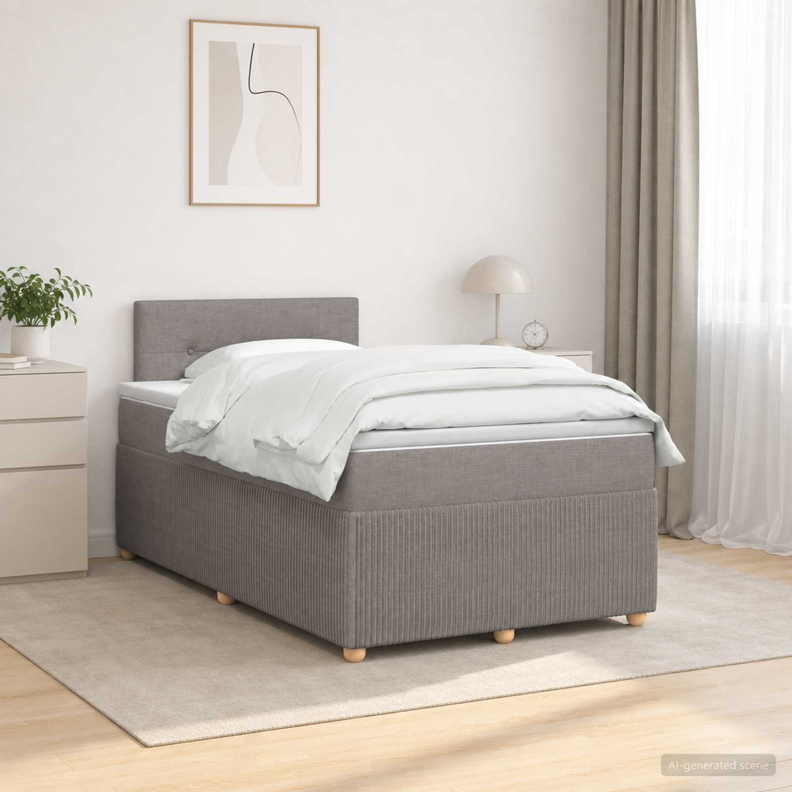Boxspringbett mit Matratze Taupe 120 x 190 cm Stoff