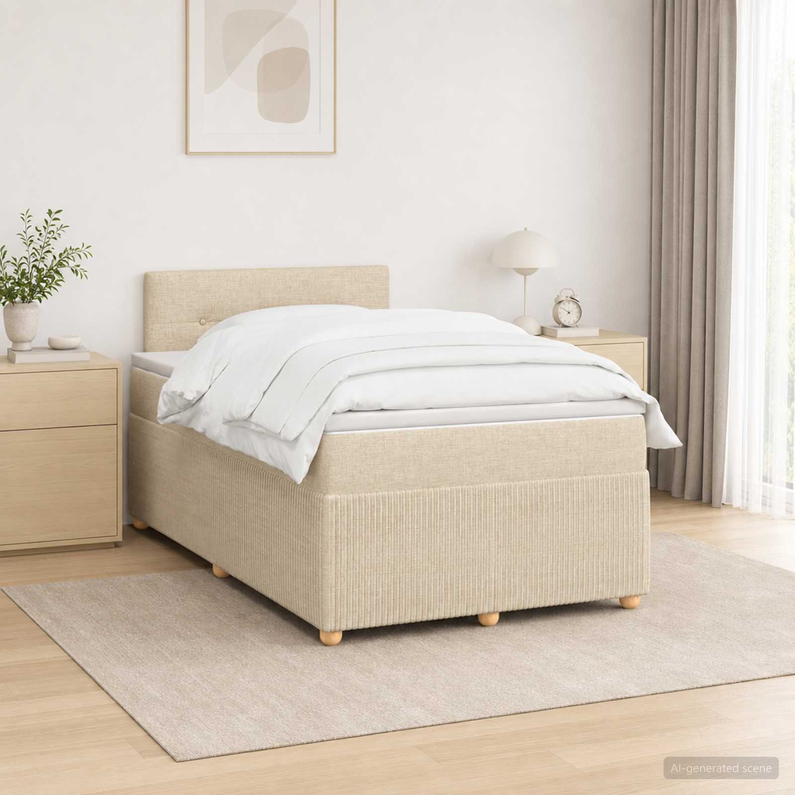 Boxspringbett mit Matratze Creme 120 x 200 cm Stoff