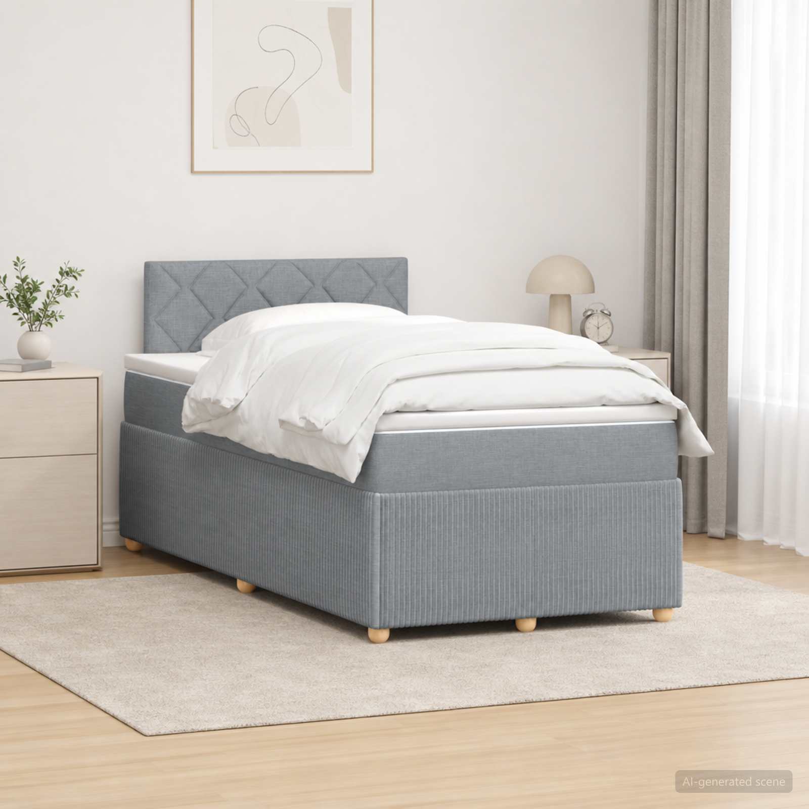 Boxspringbett mit Matratze Hellgrau 120 x 200 cm Stoff