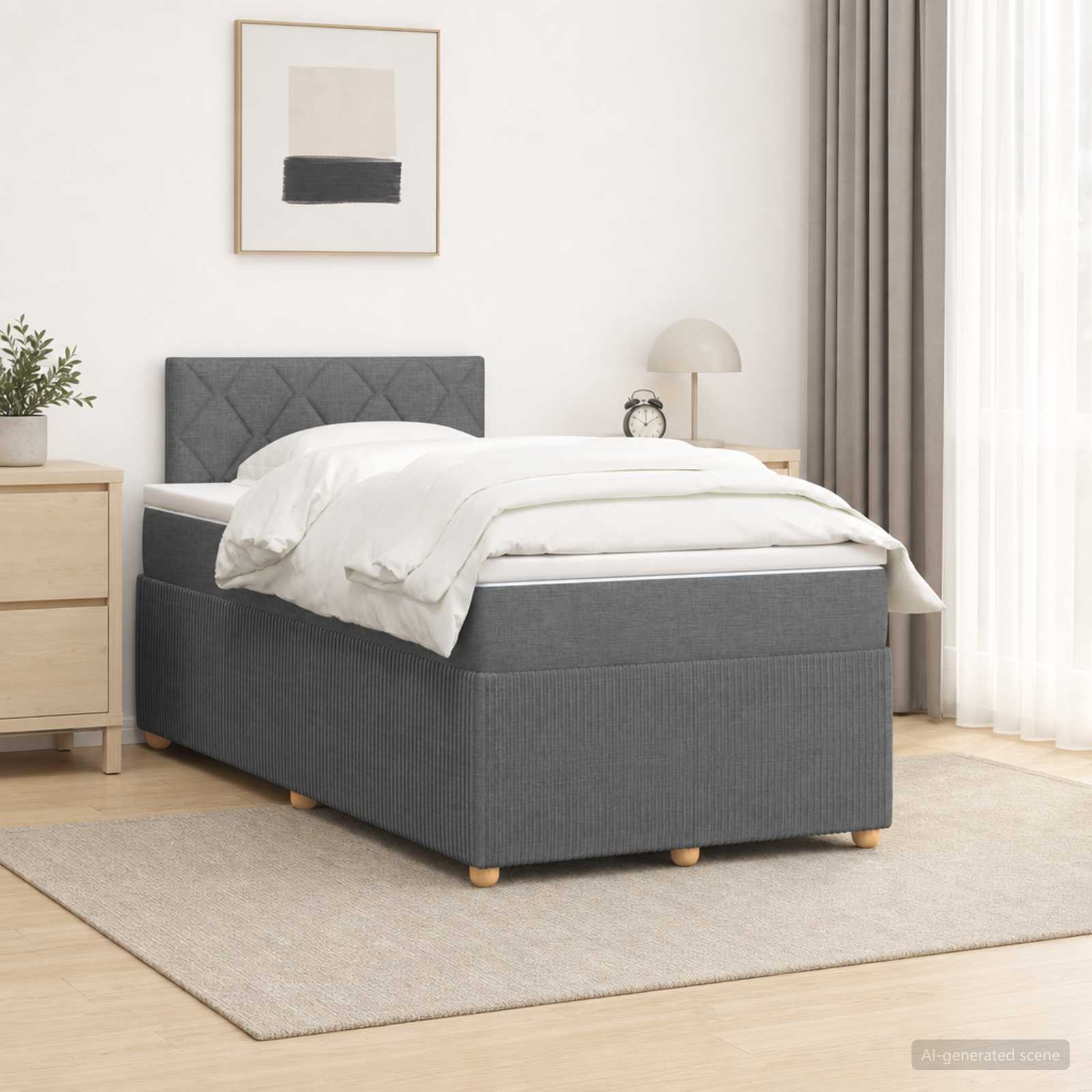 Boxspringbett mit Matratze Dunkelgrau 120 x 190 cm Stoff