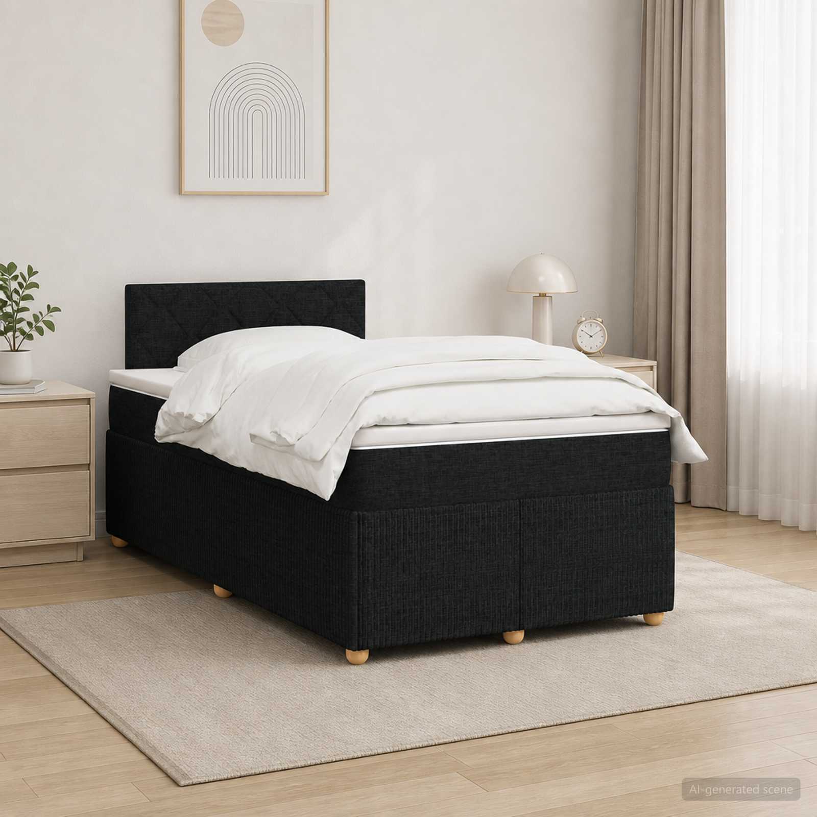 Boxspringbett mit Matratze Schwarz 120 x 190 cm Stoff
