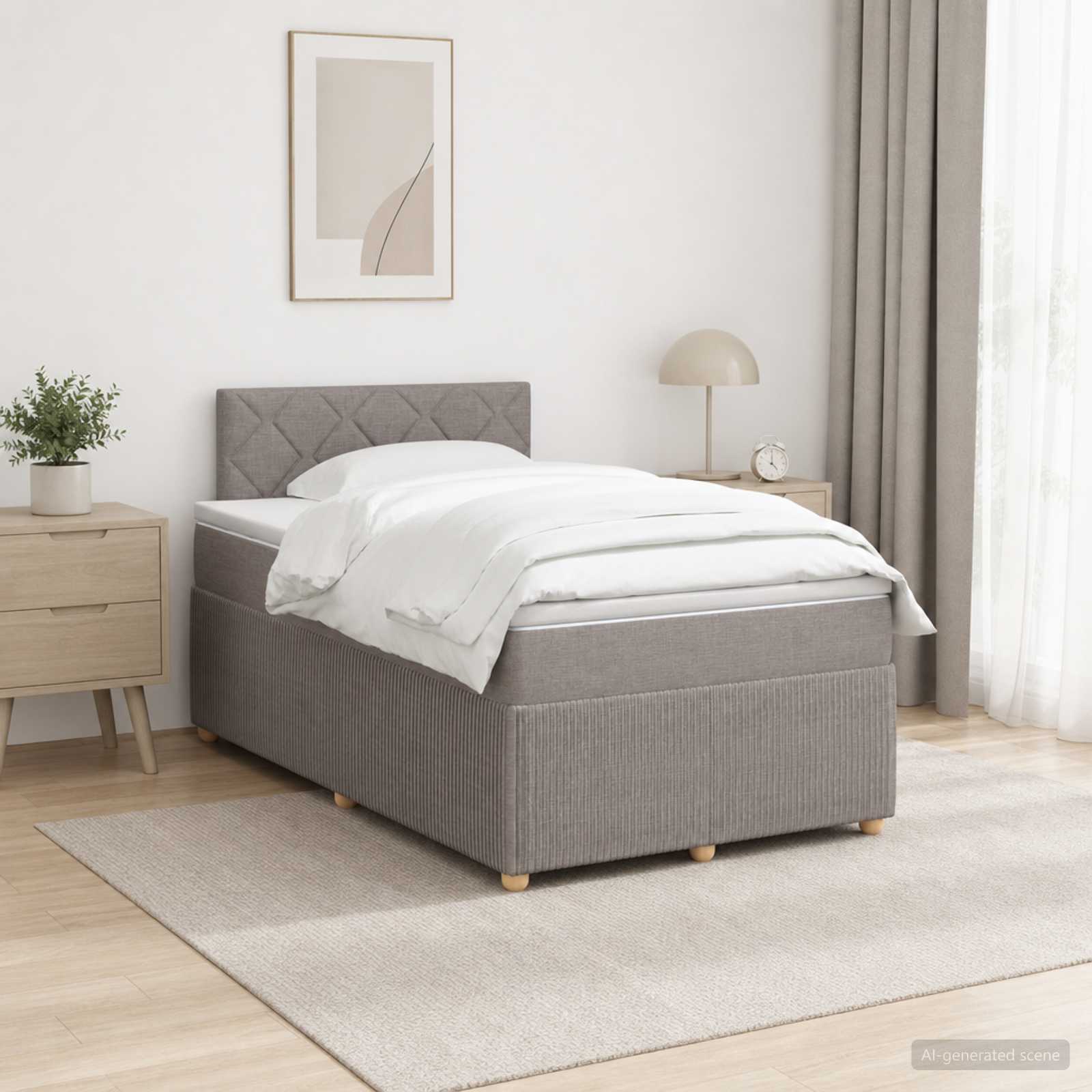 Boxspringbett mit Matratze Taupe 120 x 190 cm Stoff