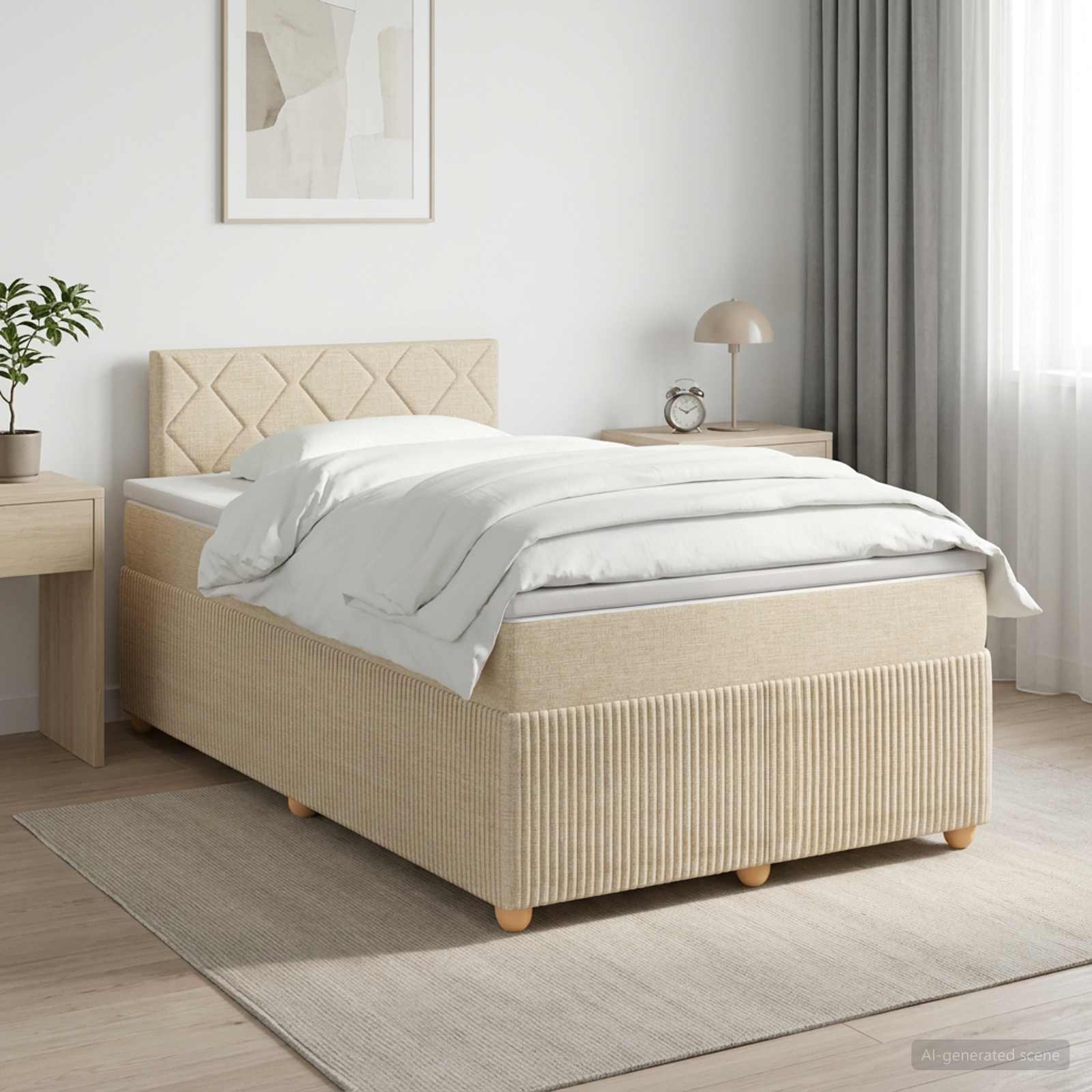 Boxspringbett mit Matratze Creme 120 x 200 cm Stoff