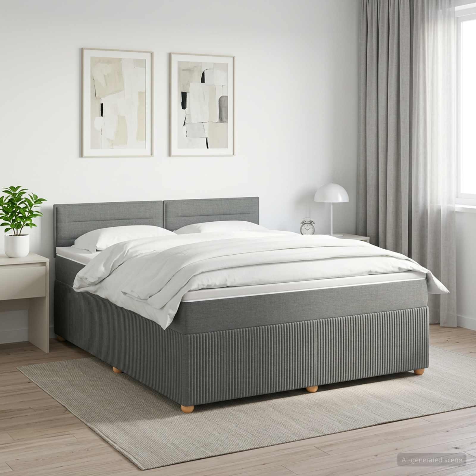 Boxspringbett mit Matratze Dunkelgrau 140 x 190 cm Stoff