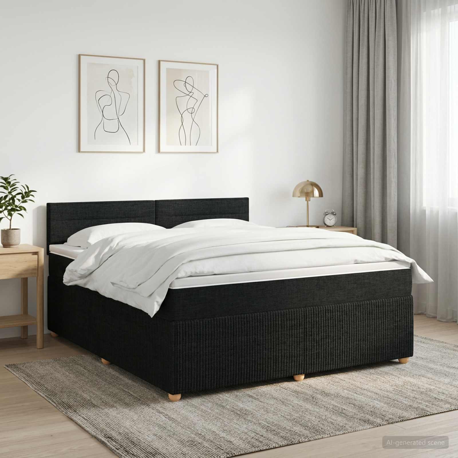 Boxspringbett mit Matratze Schwarz 140 x 200 cm Stoff