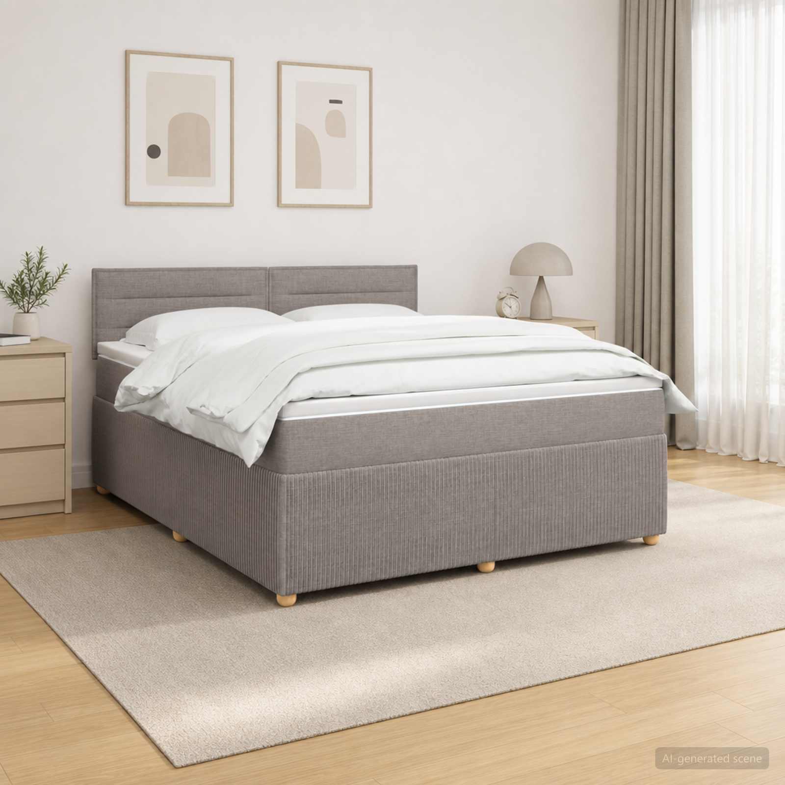 Boxspringbett mit Matratze Taupe 140 x 190 cm Stoff