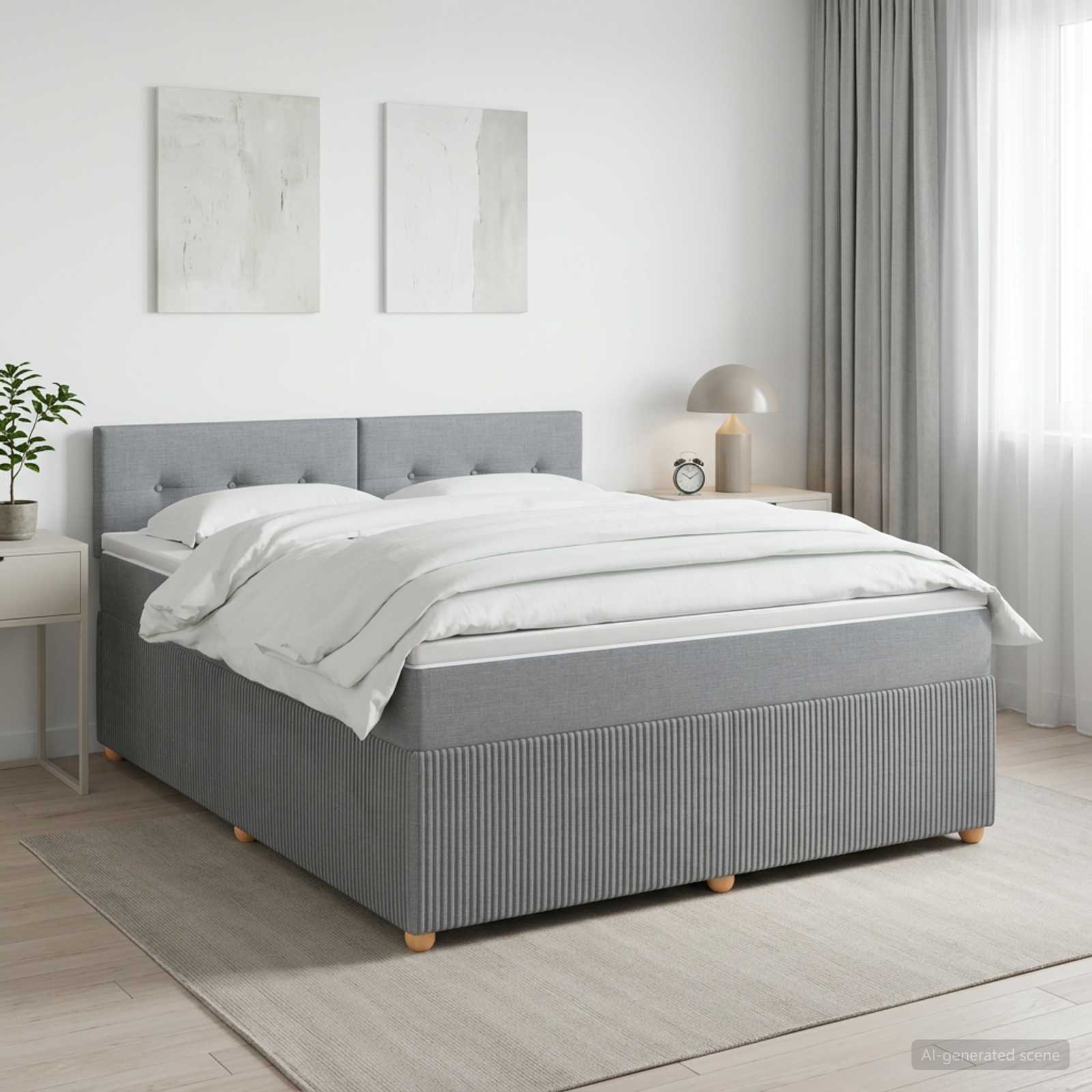 Boxspringbett mit Matratze Hellgrau 160 x 200 cm Stoff