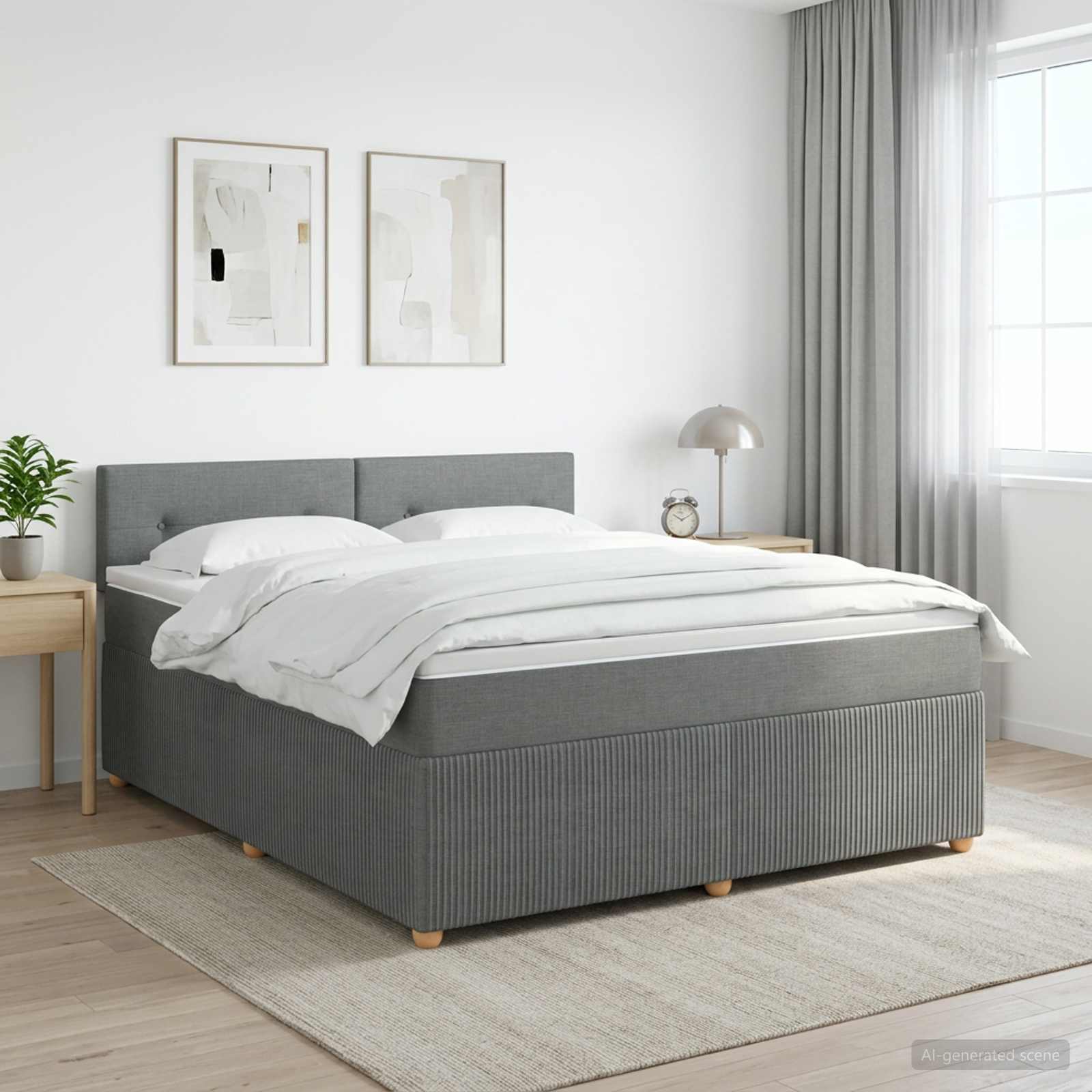 Boxspringbett mit Matratze Dunkelgrau 160 x 200 cm Stoff