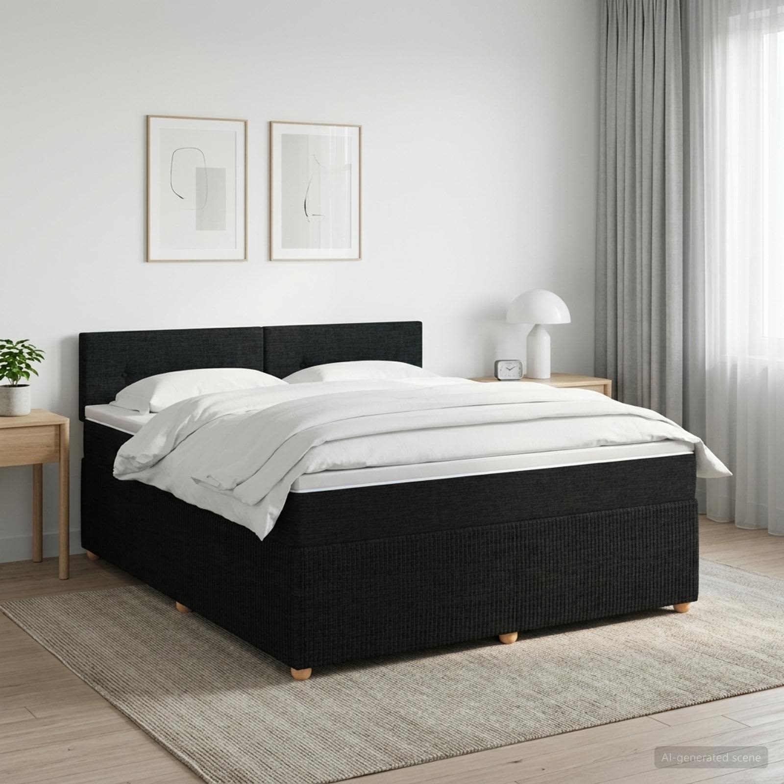Boxspringbett mit Matratze Schwarz 140 x 190 cm Stoff