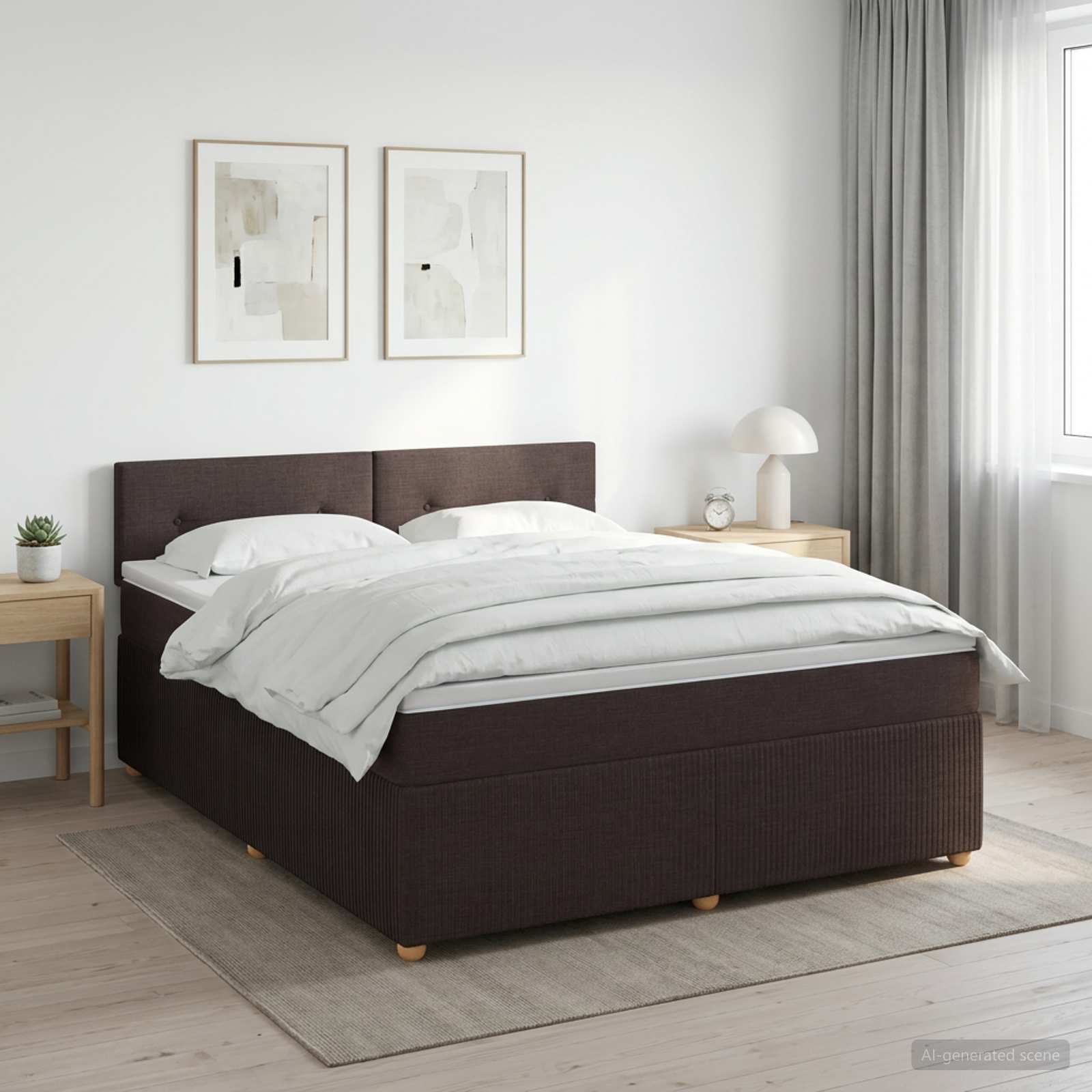 Boxspringbett mit Matratze Dunkelbraun 140 x 190 cm Stoff