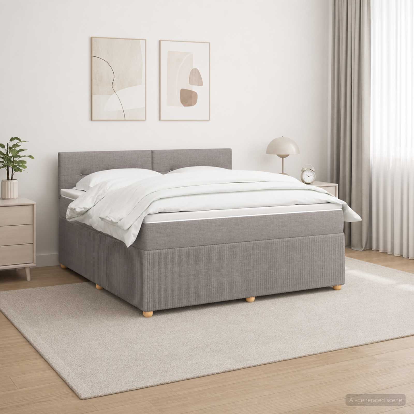 Boxspringbett mit Matratze Taupe 160 x 200 cm Stoff