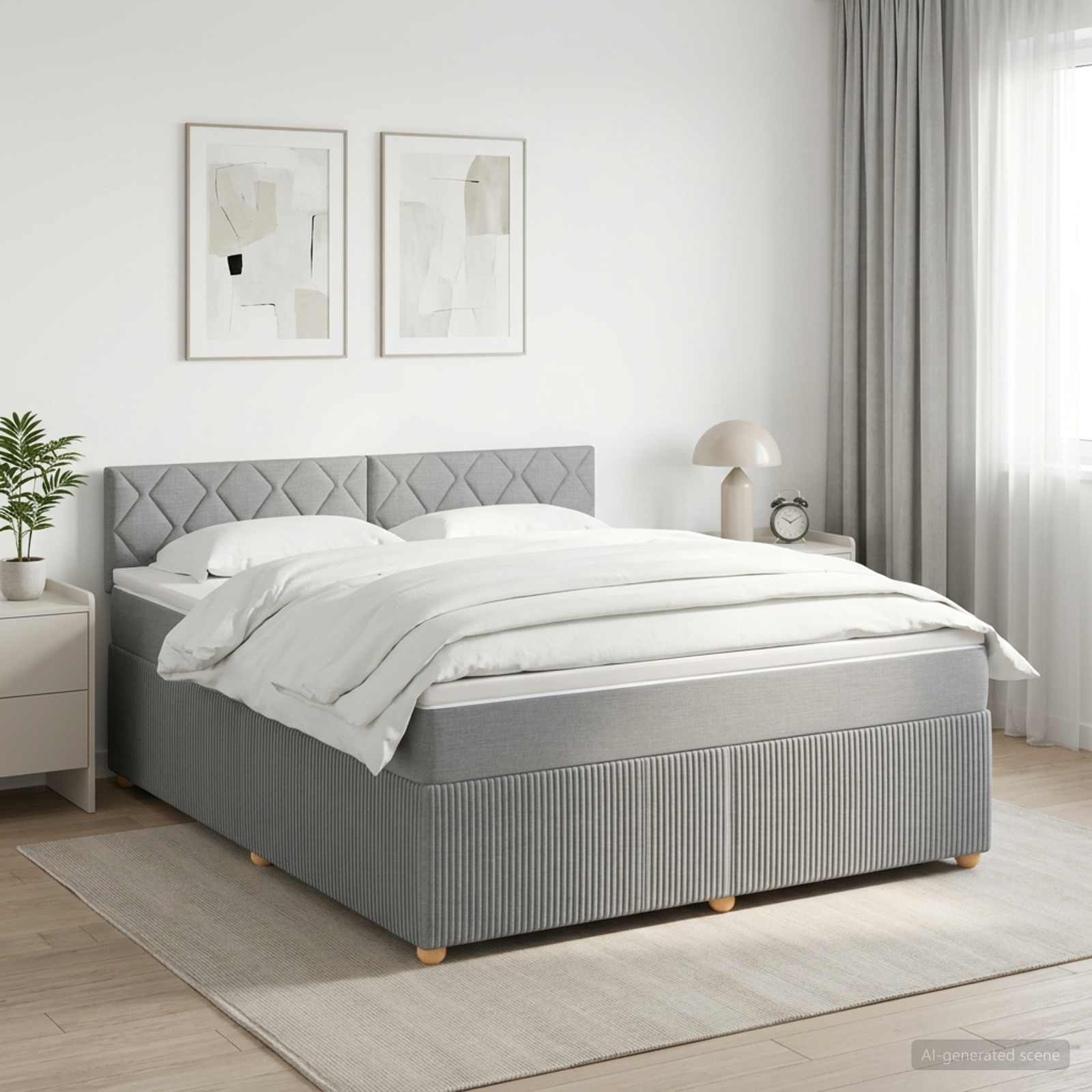 Boxspringbett mit Matratze Hellgrau 140 x 200 cm Stoff