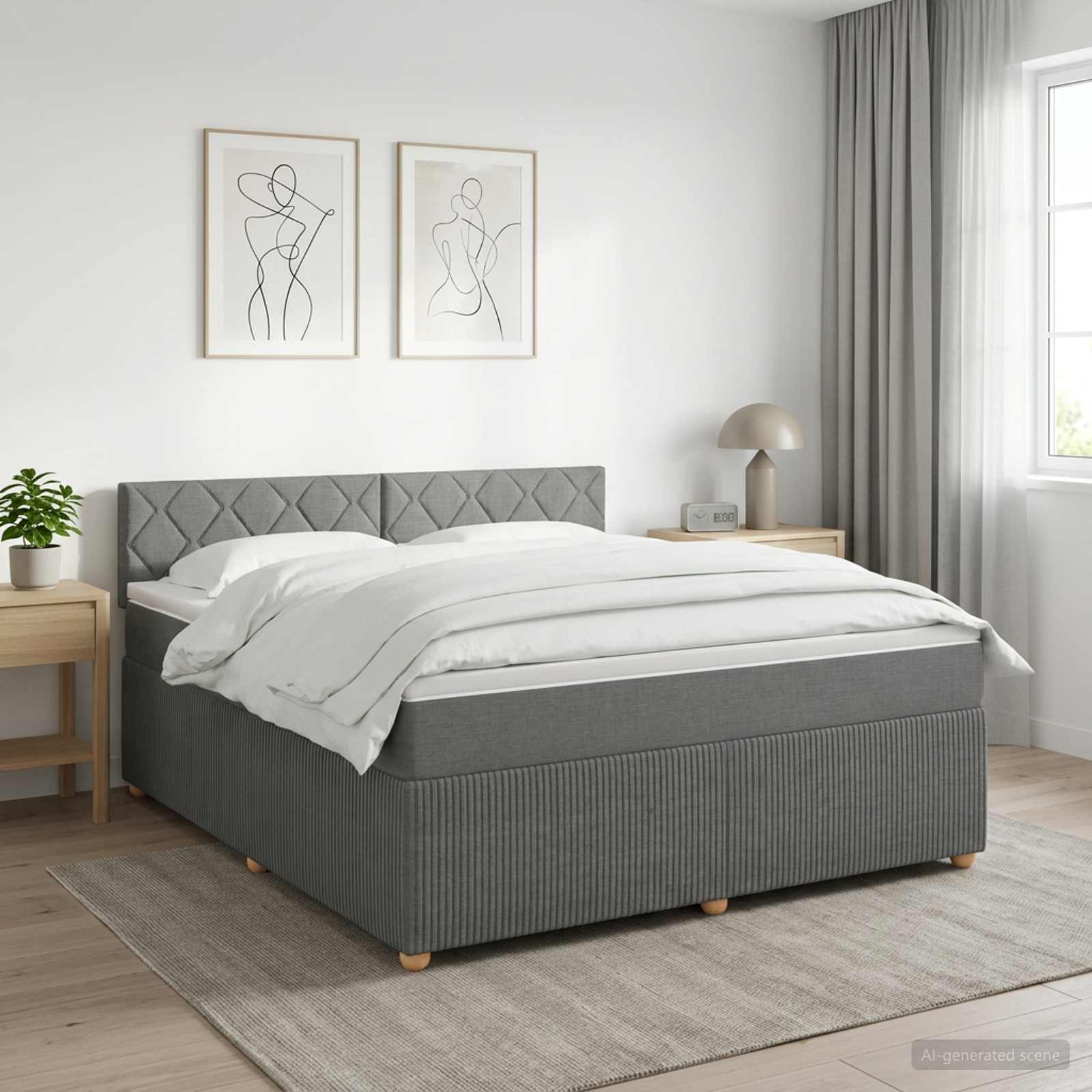 Boxspringbett mit Matratze Dunkelgrau 140 x 190 cm Stoff